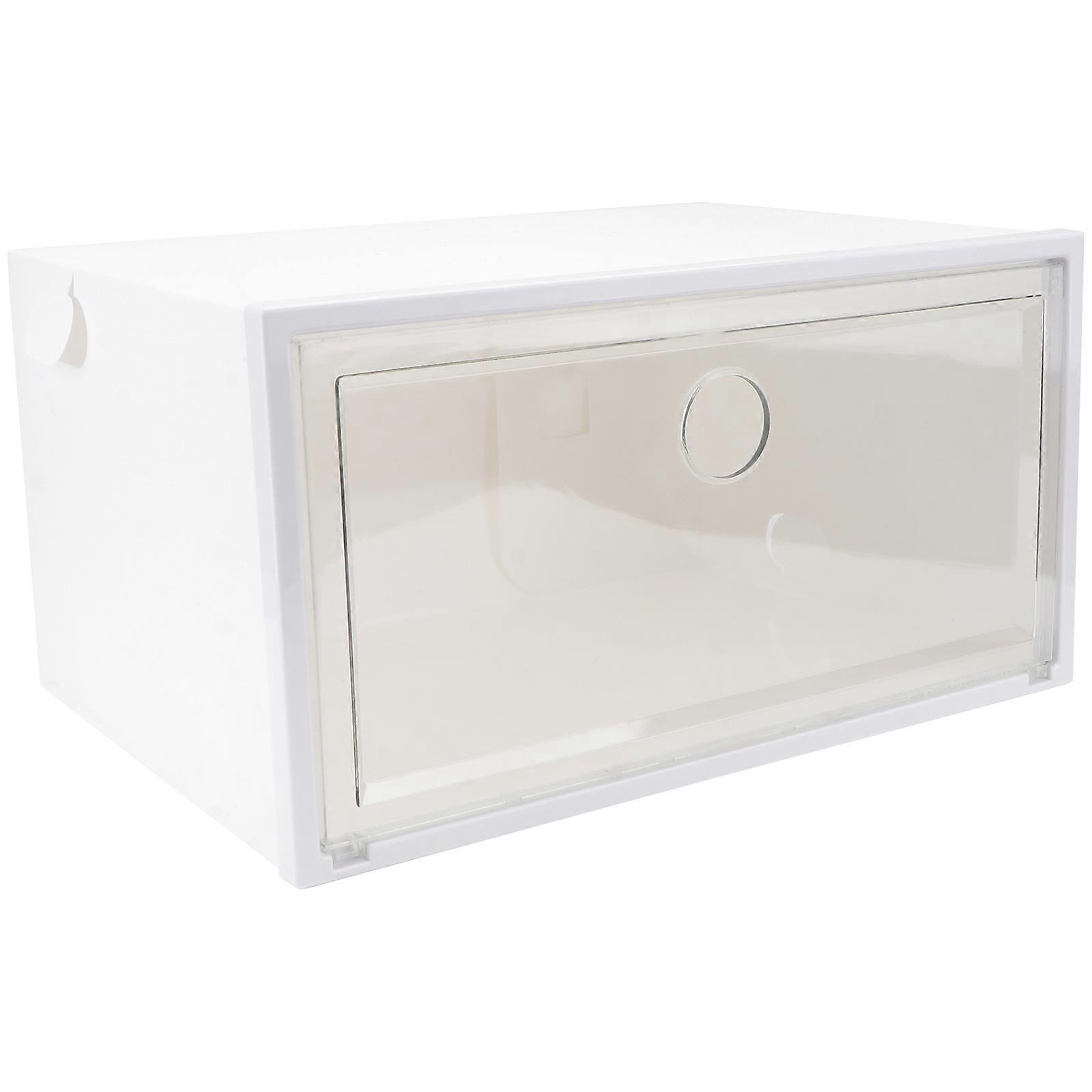صندوق أحذية بلاستيكي أبيض مع باب جانبي مفتوح للاستخدام المنزلي 1 قطعة حل تخزين