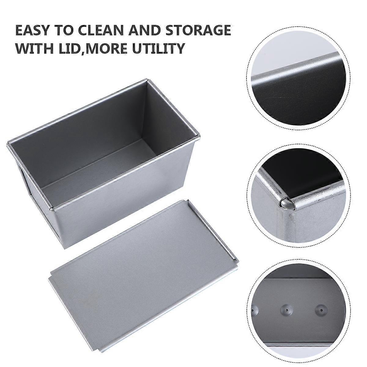 Bread Baking Tray Rectangular Toast Box Silver High Temperature Resistance 1Set