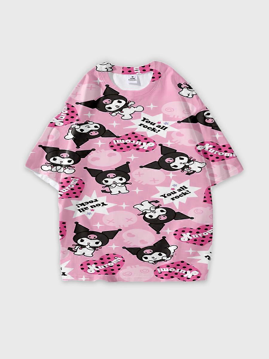 T-shirt round neck Cartoon Pattern loose short sleeve B33