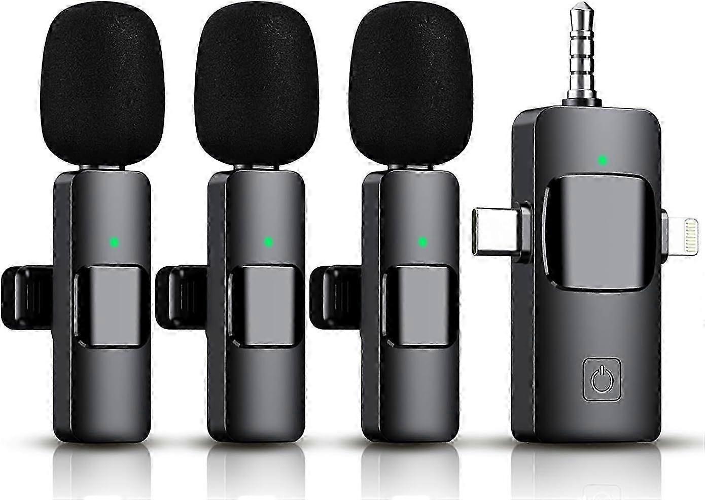 Microphone cravate sans fil 3 en 1 pour iPhone iPad Android Camera, 12 heures