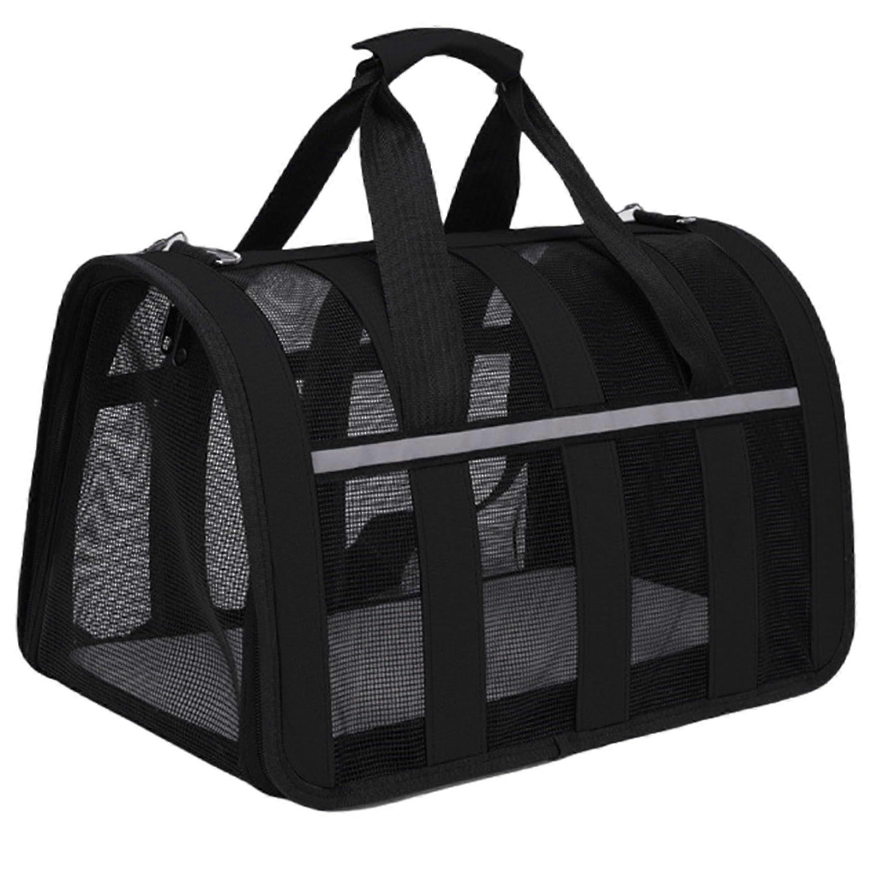 Cat carrier bag, breathable collapsible cat bag, zippered with washable pad, portable travel carrier for outings (S34x24x24cm)
