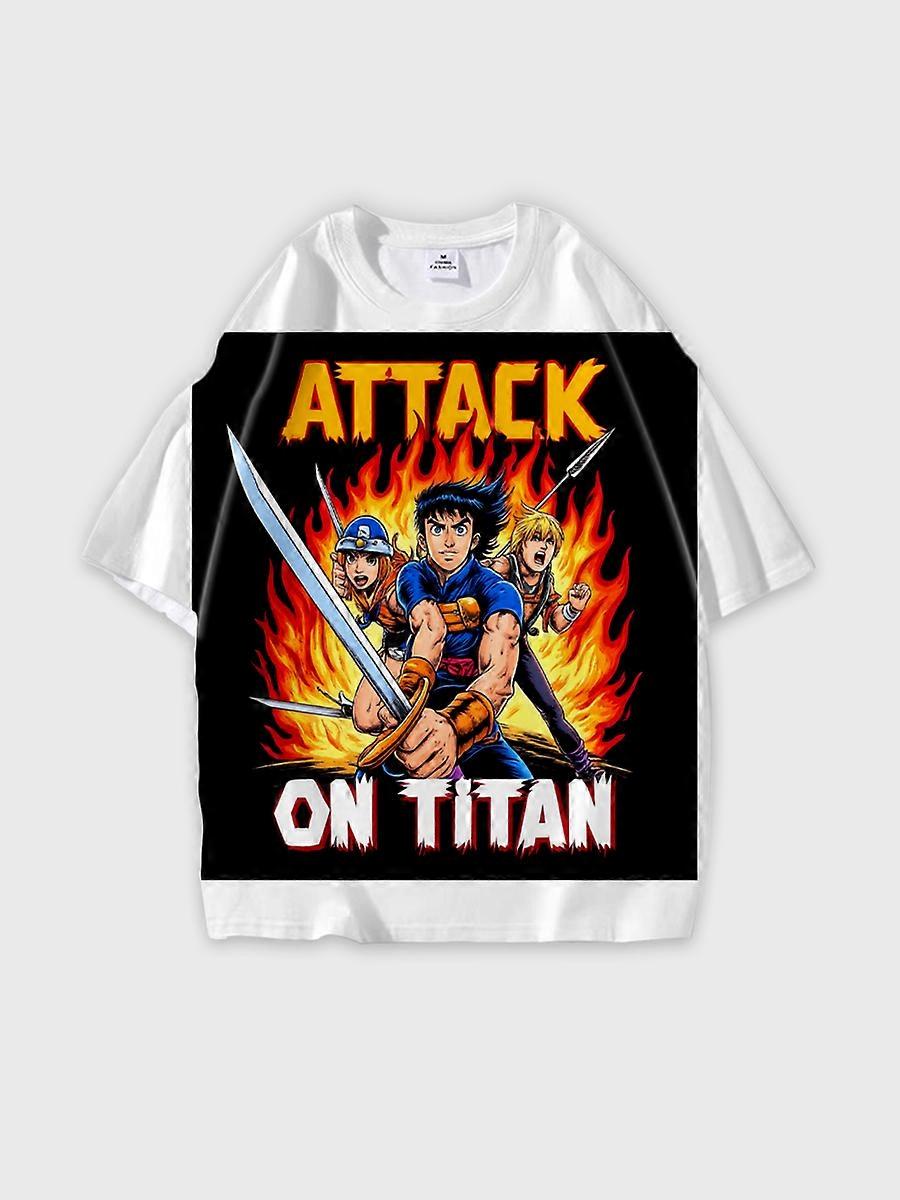T-shirt round neck Character Pattern loose short sleeve P2766