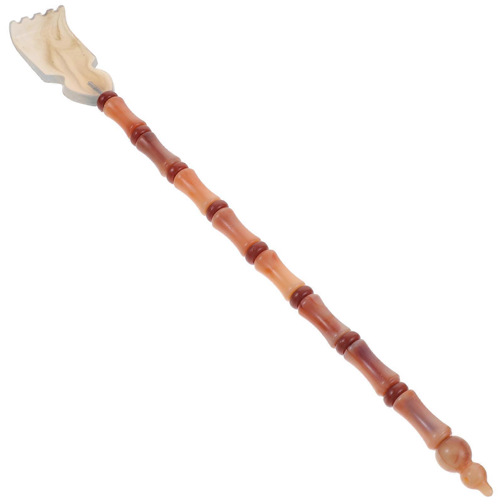 Ox Horn Back Scratcher Tool For Household Personal Brown Wavy Design With Ergonomic Handle 1Set