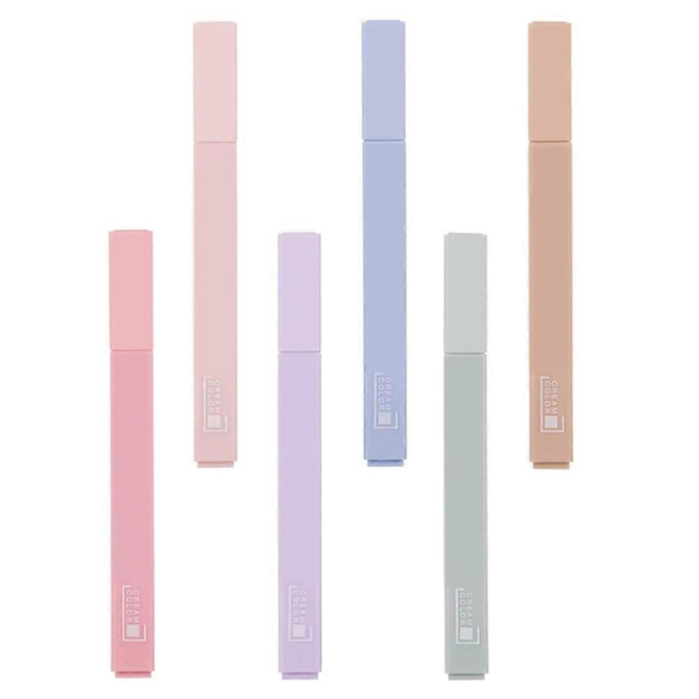 6pcs Large Soft Tip Highlighter Marker Set Fluorescent Pens for Office & School Use Compact Lightweight Design with Easy Pull Caps