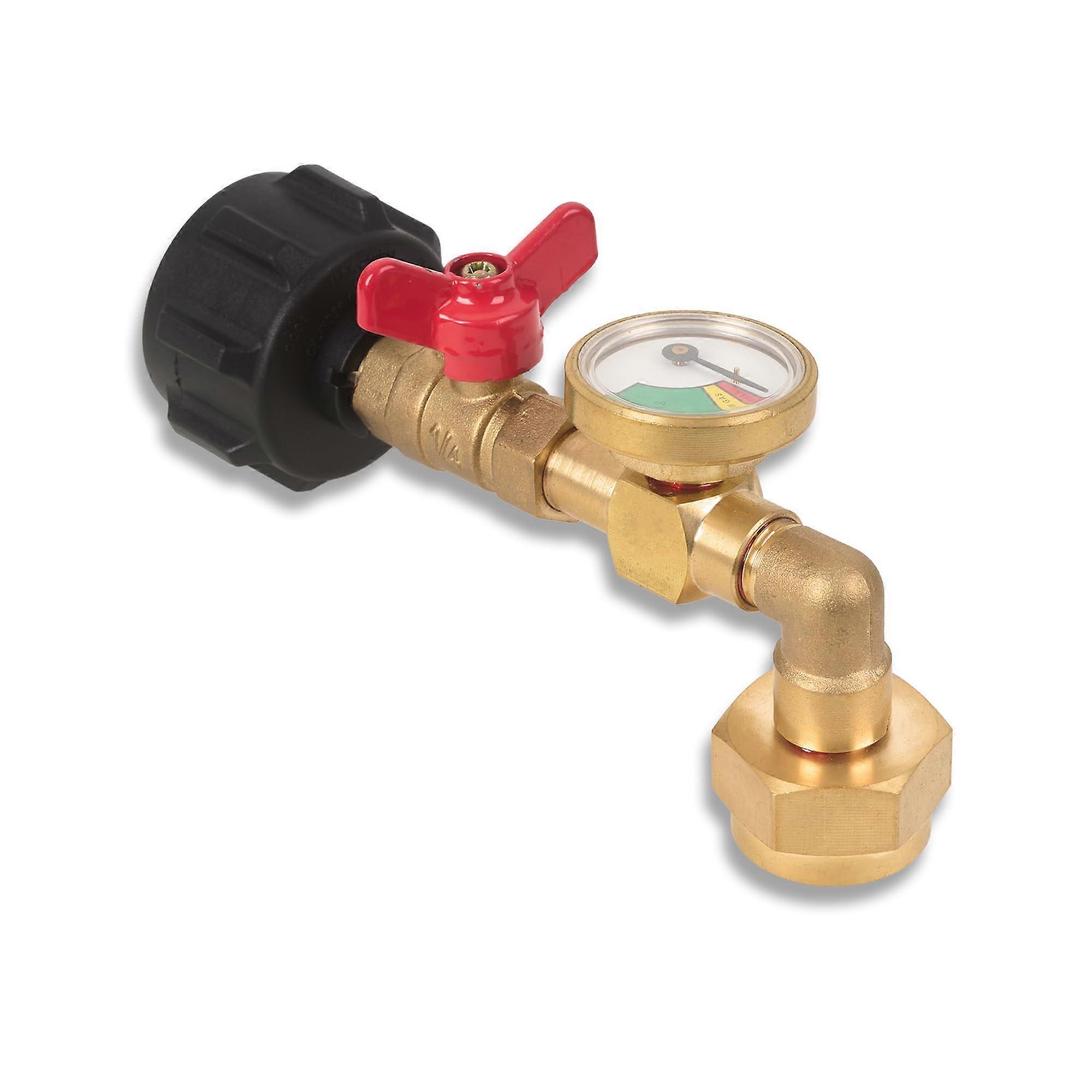 Brass Propane Tank Refill Adapter with Gauge for 0.5 kg Cylinders, Converts 9 kg LPG Tanks to 0.5 kg Propane
