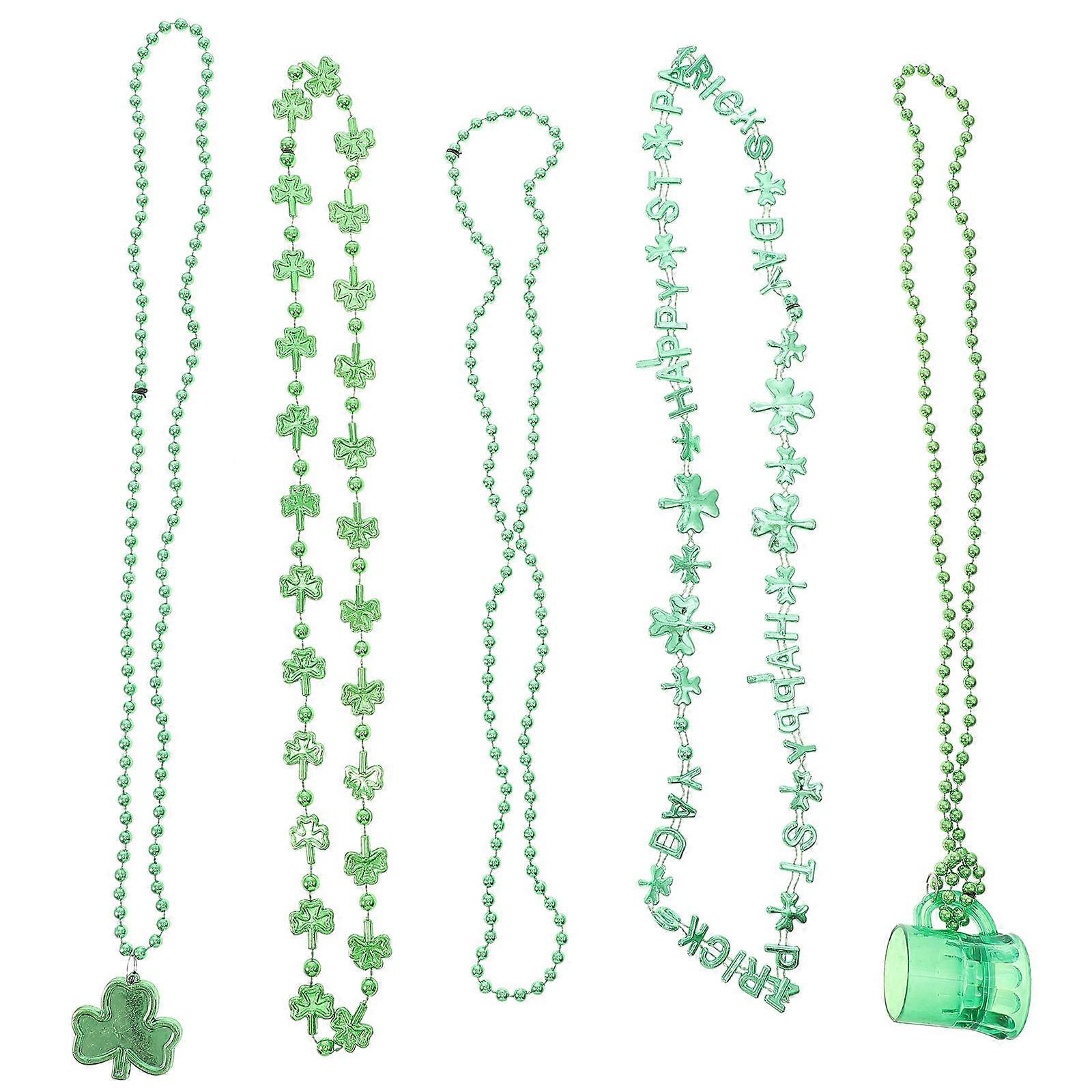 5Pcs St. Patrick's Necklaces Shamrock Neck Chains Decorations