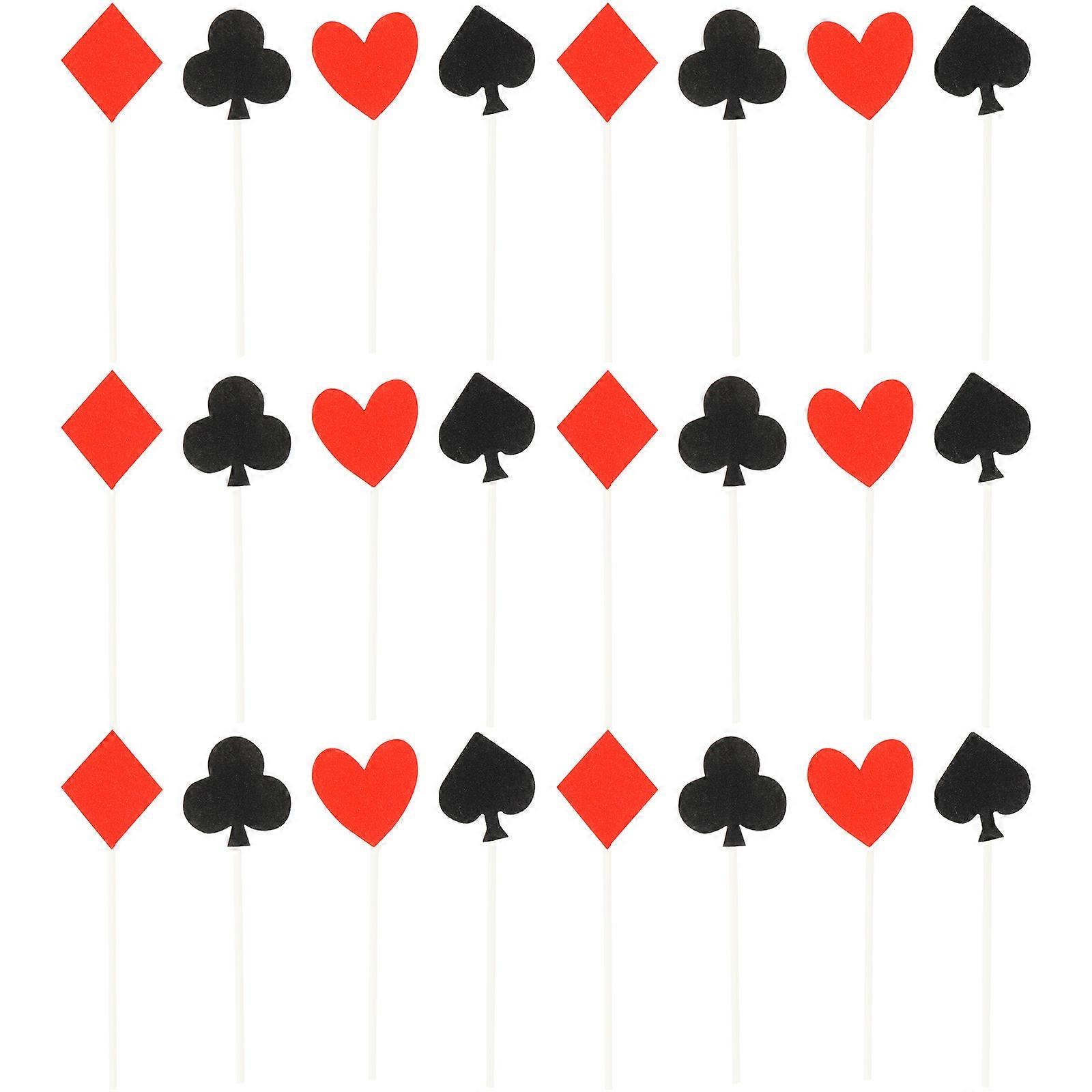 Cake Insert Cards For Birthday Celebration Assorted Color Flat Cupcake Toppers 24Set