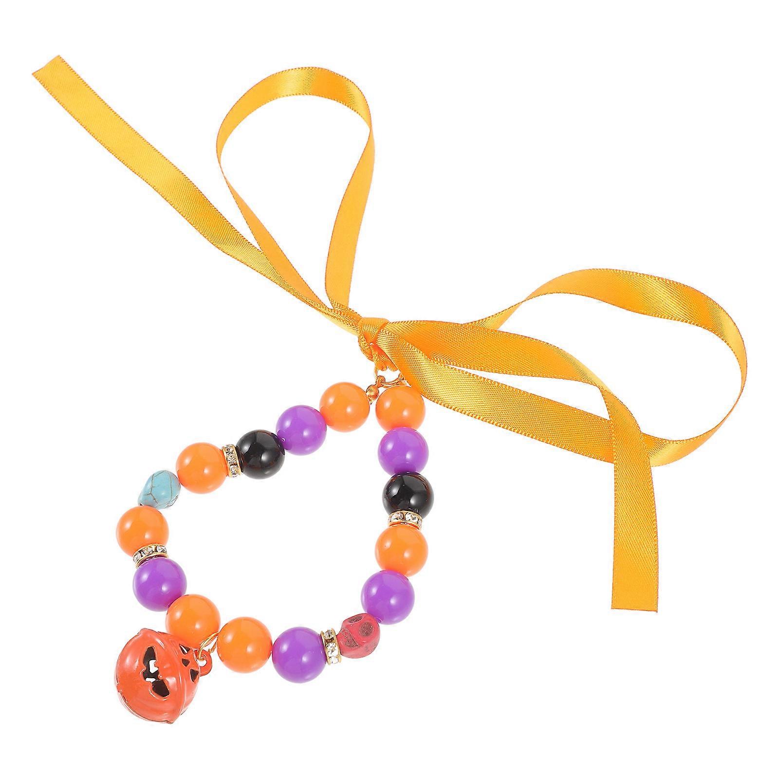 Halloween Theme Pet Collar Adjustable Kitten Neck Collar Pumpkin Shaped Decoration Assorted Color 1Set