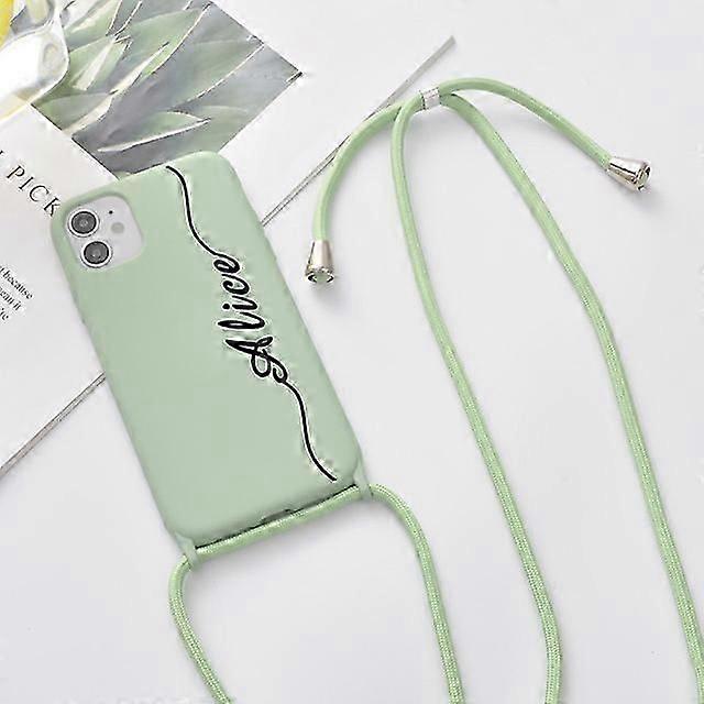 Soft Silicone Case with Custom Name for iPhone, Case With Strap for iPhone XS