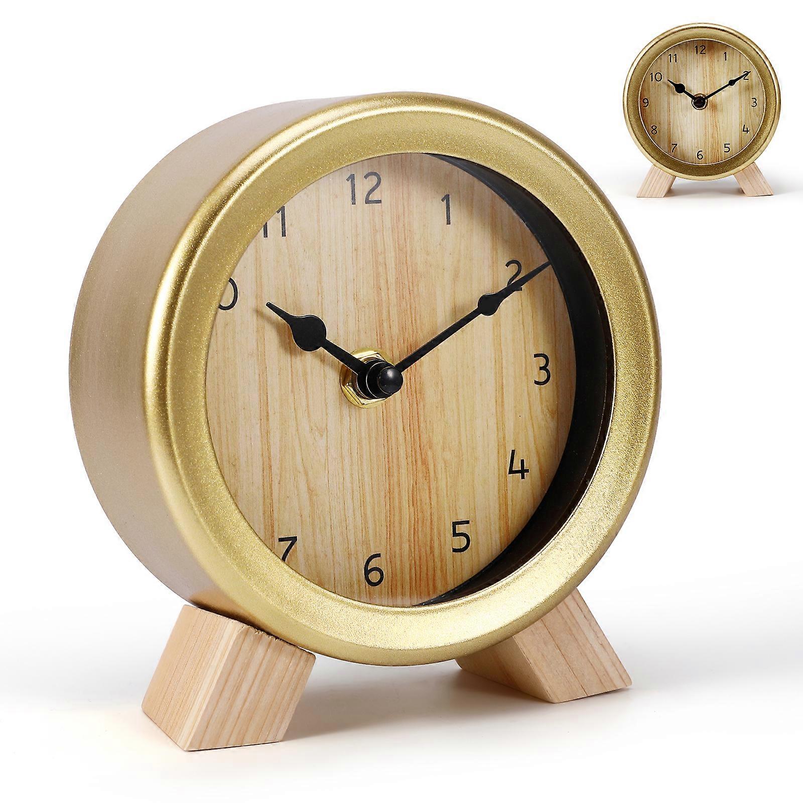 Creative Solid Wood Minimalist Tabletop Clock (Golden)