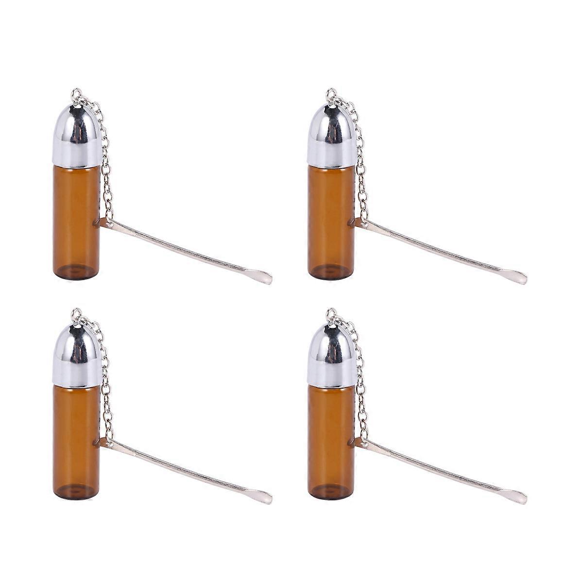 4X Glass Empty Snuff Bottle with Metal Spoon Screw Cap Container Sniffer Random