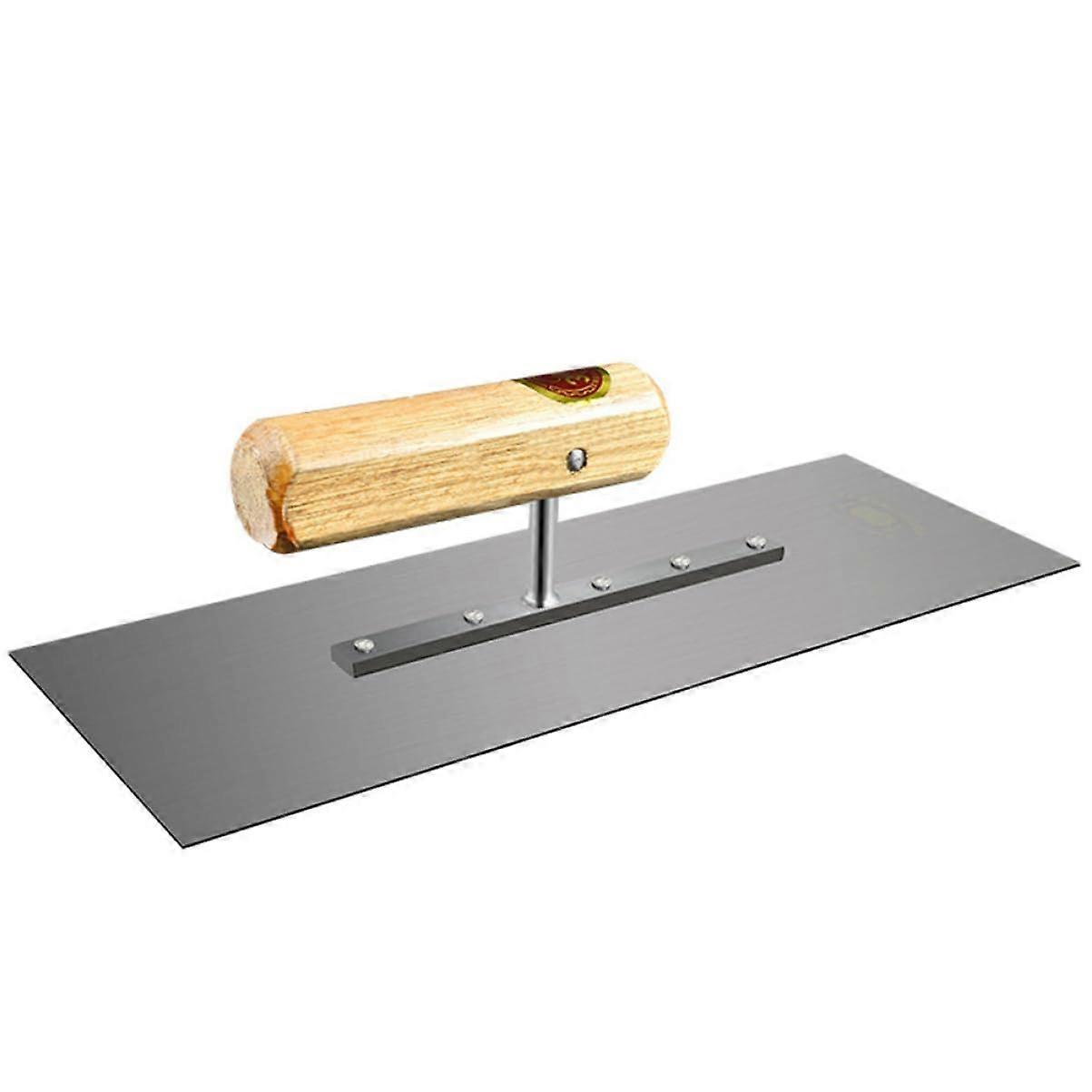 Cement finishing trowel with wooden handle, spatula for plastering and masonry work. Ergonomic design, durable, versatile.