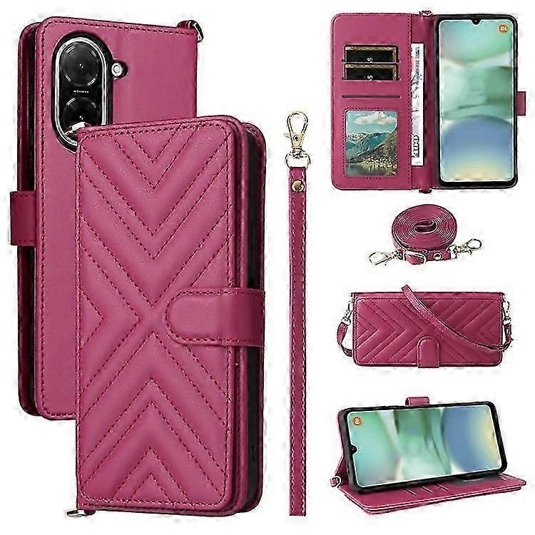 Compatible For Xiaomi Redmi A5 NFC (173.45mm) Wallet Case with Shoulder / Wrist Strap Leather Phone Cover Stand