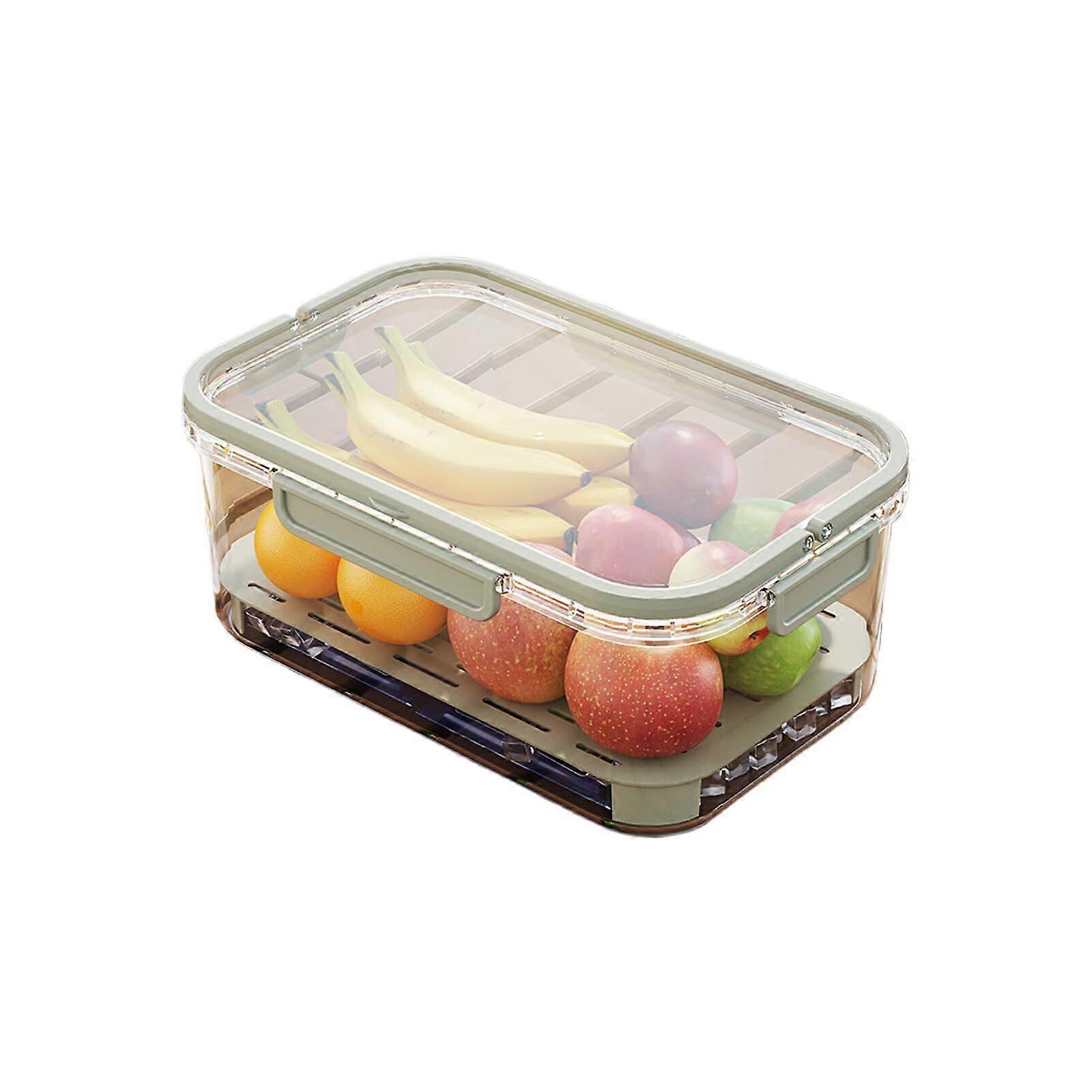 Portable Crisper Lunchbox, Sealed and Leak-Proof, Transparent Handle, Fresh Fruit Storage Container, Green