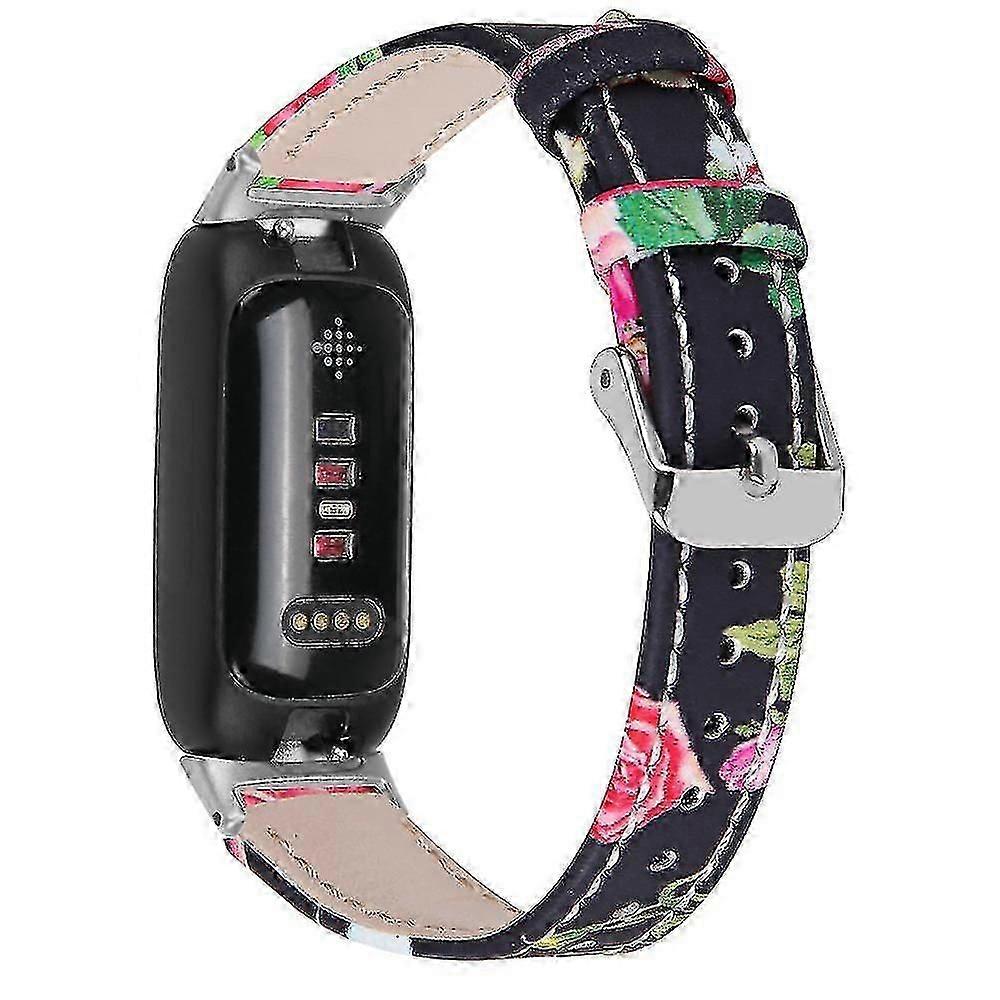 For Fitbit Inspire 3 Replacement Watch Strap Stitching Lines Top Layer Genuine Leather Wrist Band -