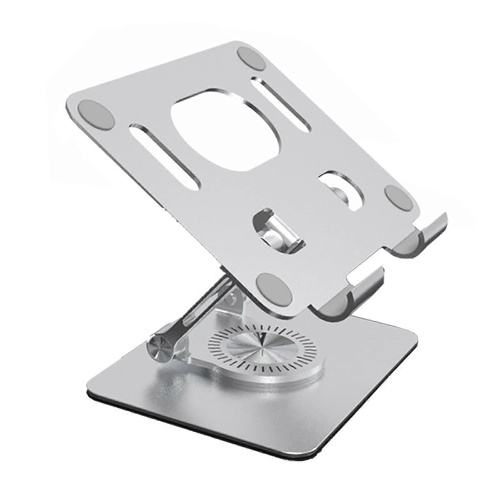 Laptop Stand, Rotatable Aluminum, Foldable Cooling Holder for Tablets and Desktops, Silver Adjustable Riser