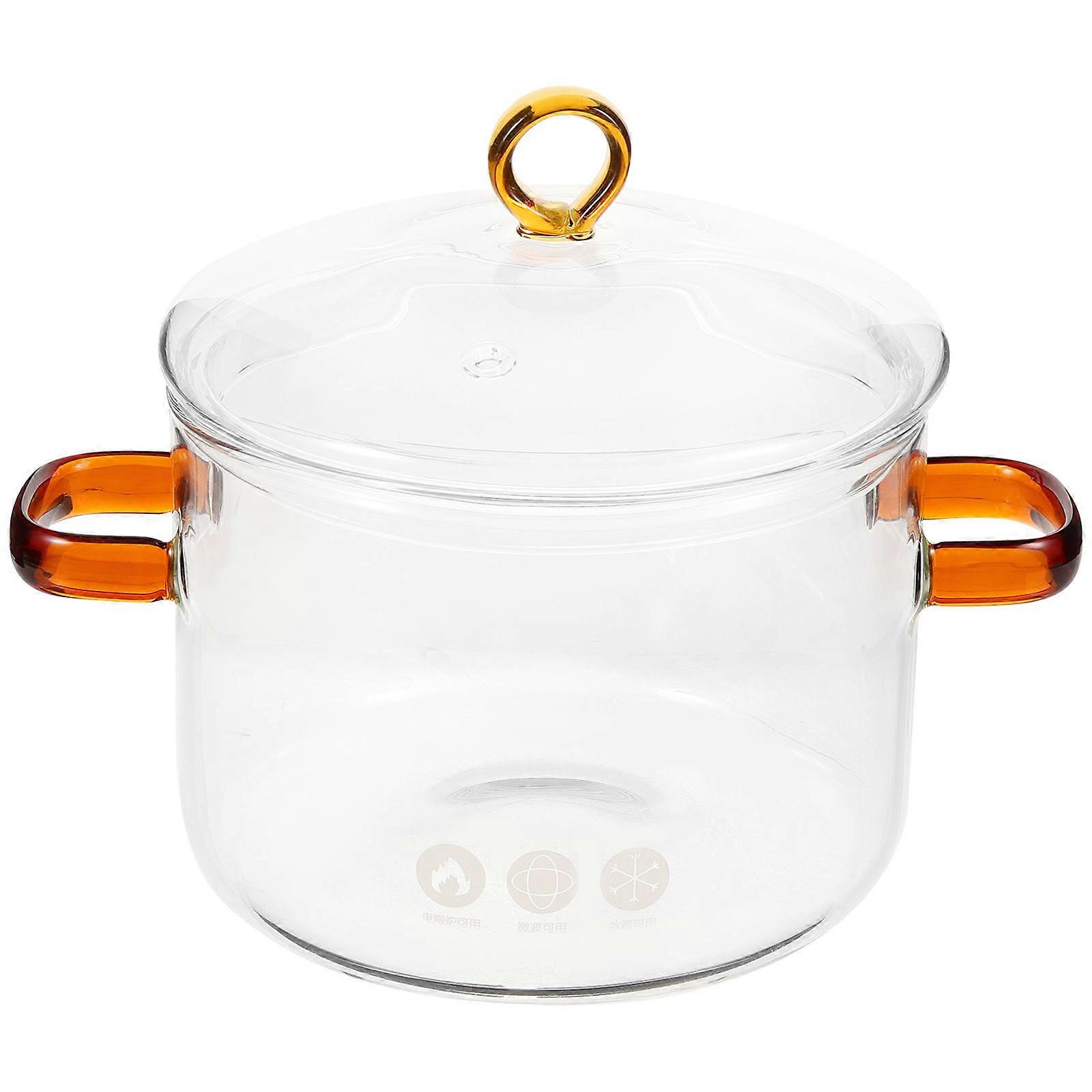 Clear Simmering Pot Glass Stew Pot For Cooking Household Use Transparent Design 1Pack
