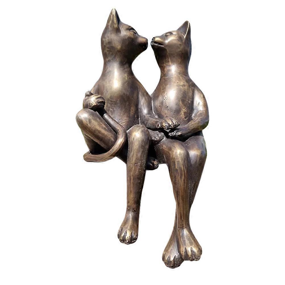 Golden Cat Shape Statue Home Office Decoration 16.5X9CM Simple Style 1Pc
