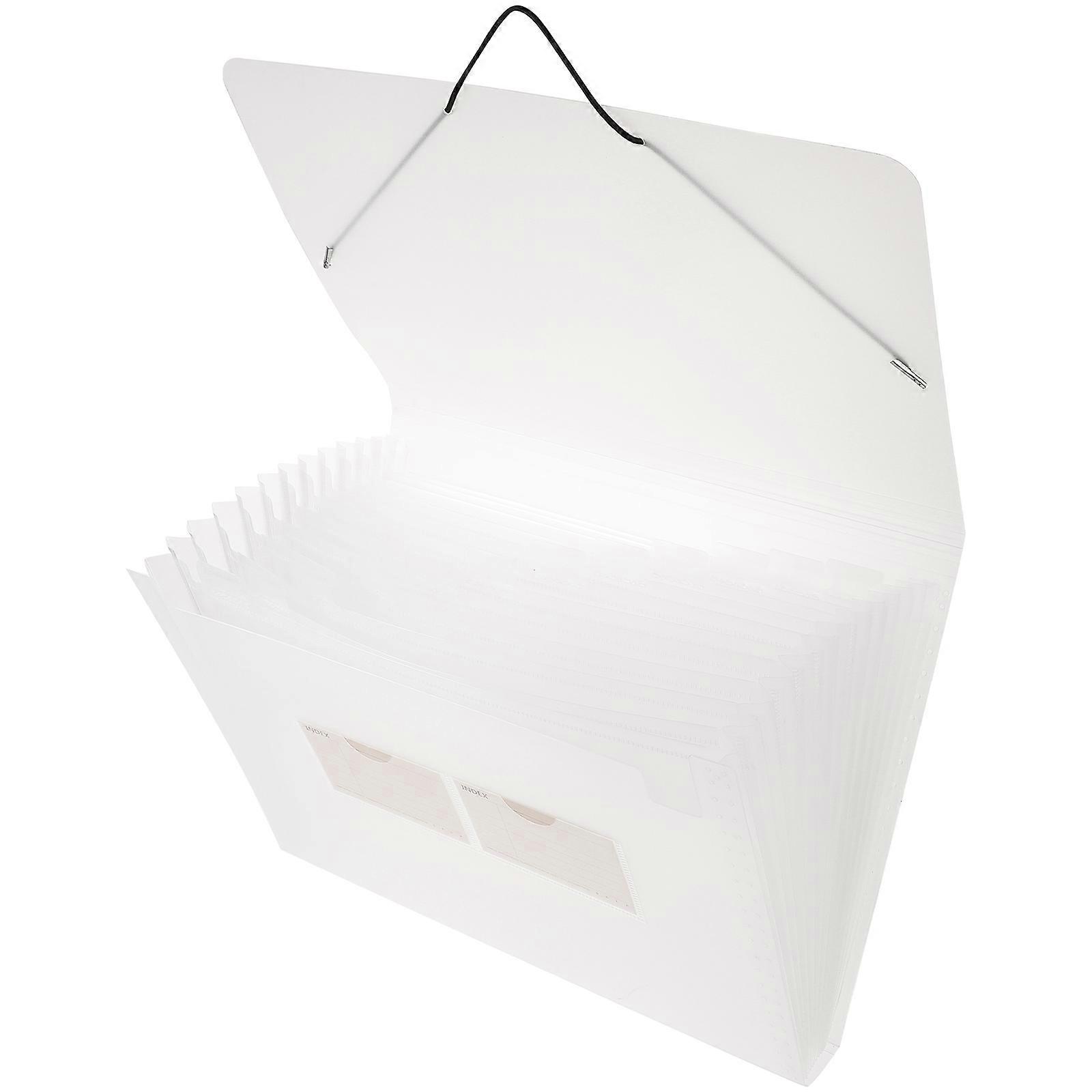 Portable Accordion File Folder for Home White Plastic Storage Bag 7.8 x 5.5 Inches