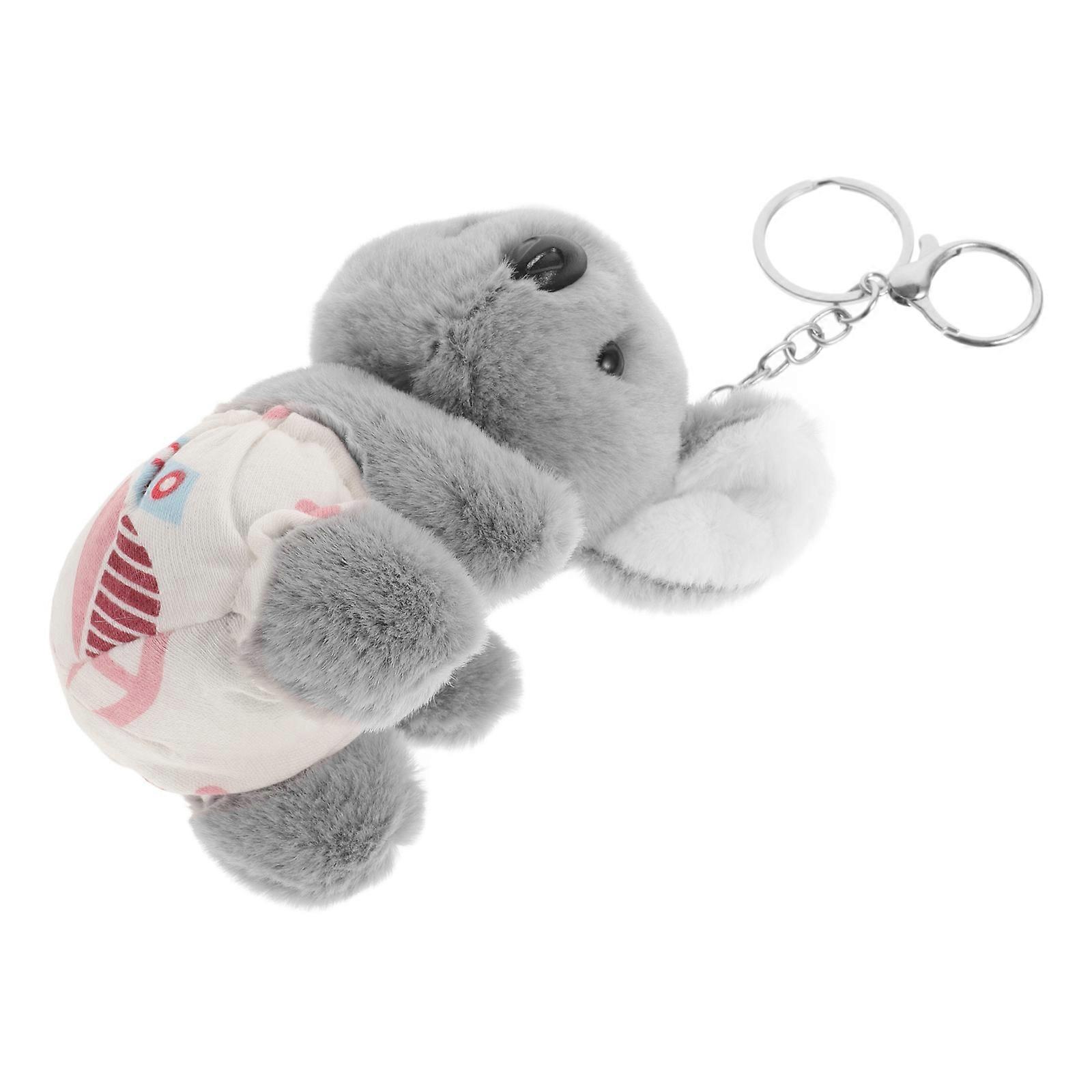 Koala Shaped Bag Charm Plush Keychain Accessory For Kids Everyday Use Grey Soft Material 1Pack