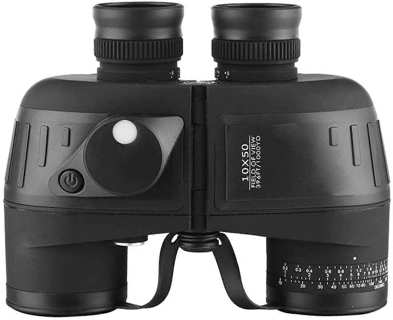 10x50 HD Binoculars for Bird Watching and Marine Use with Compass, Rangefinder, NitrogenFilled, Waterproof, Floating Design – Black, A