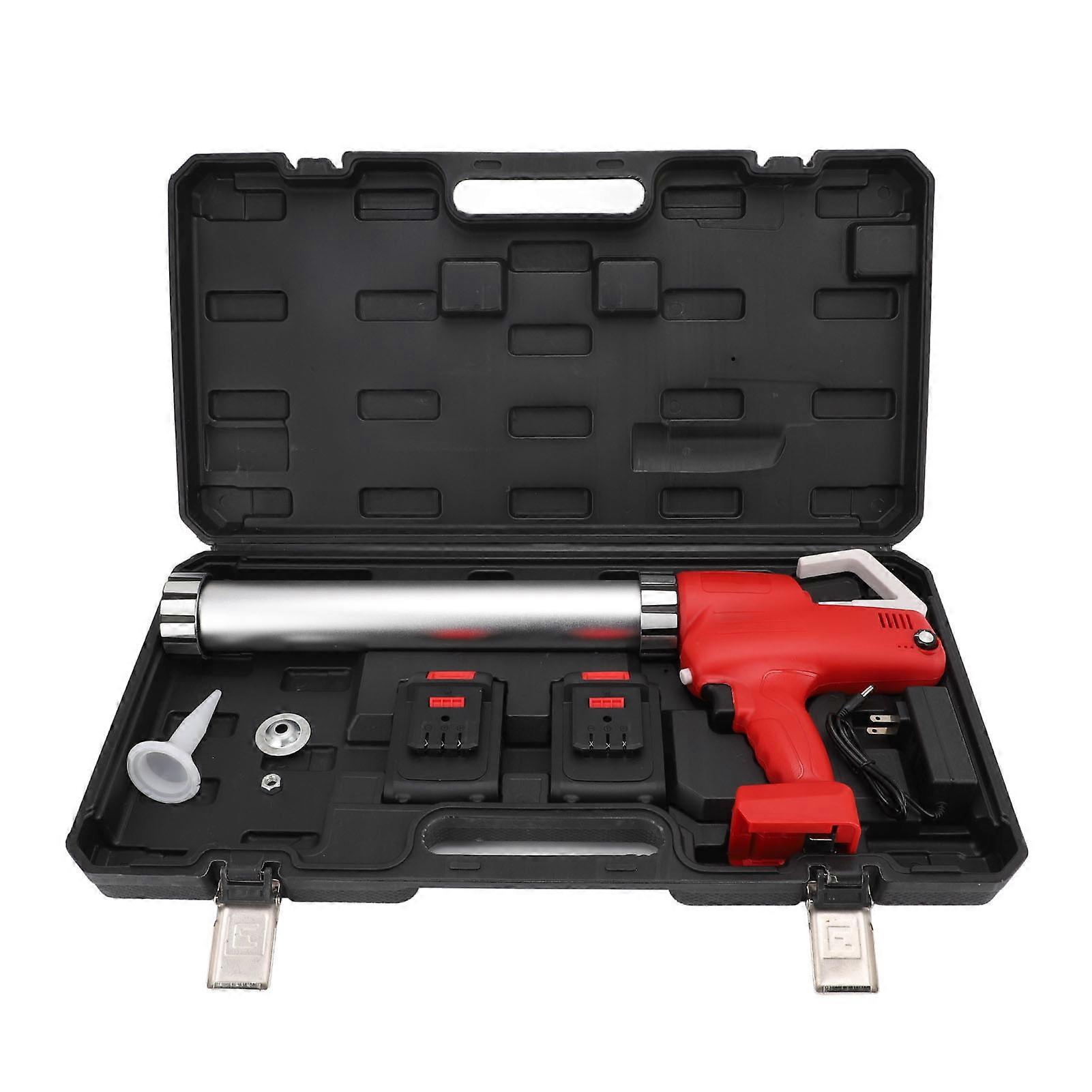 Cordless Caulking Gun Adjustable Speed 21V Battery Powered Caulker for 20oz 600ml Soft 10oz 300ml Hard Adhesive Silver Red