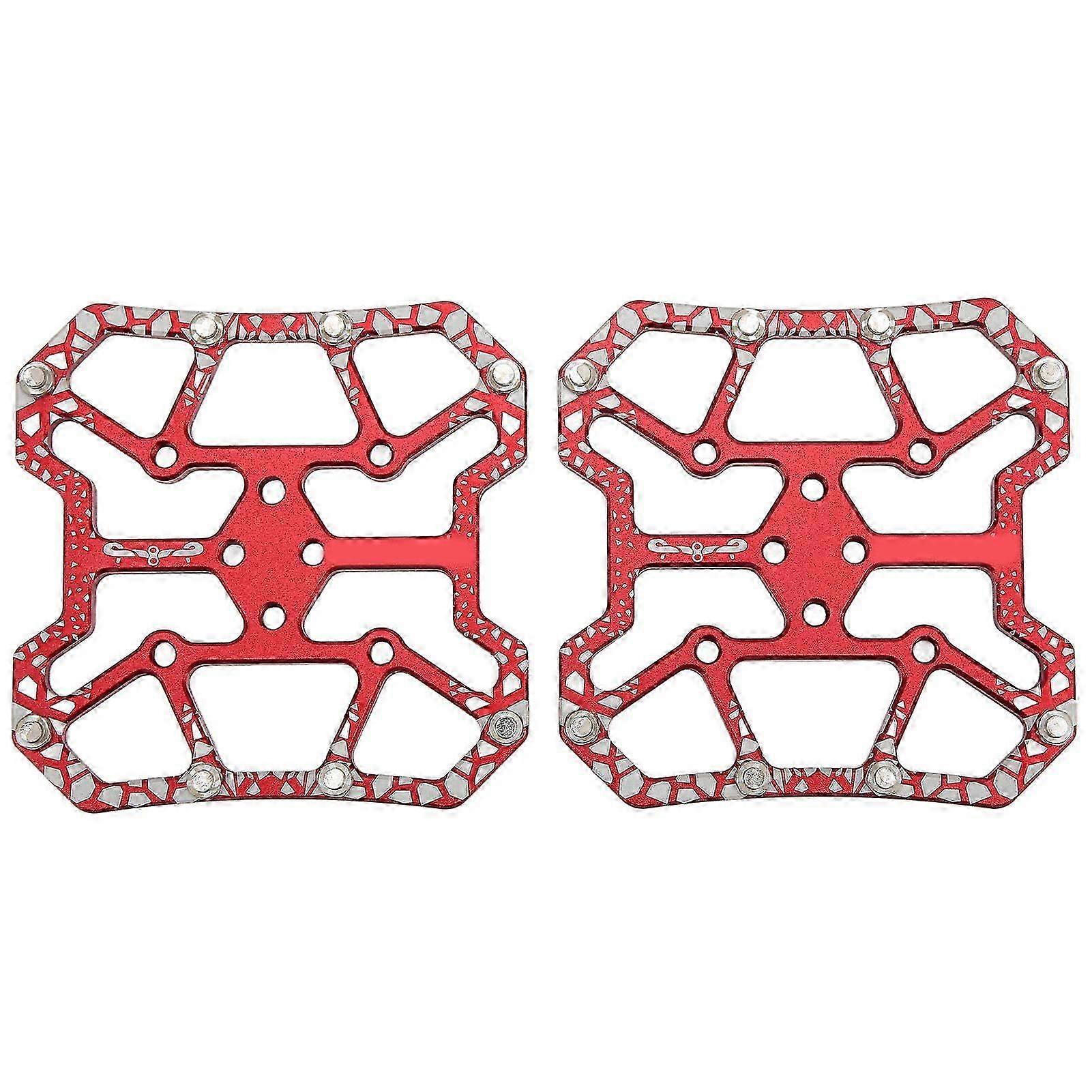 1 Pair Bicycle Clipless Pedal Converter Self Locking Disc Pedals Platform Adapter for SPD Bike SystemRed