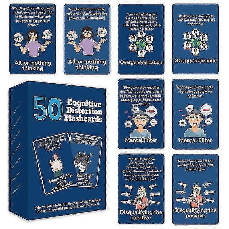 2025 50 Cognitive Distortion Flashcards | Manage Stress, Build Resilience, and Improve Reactions | Ideal for Therapists, Coaches, and Personal Growth
