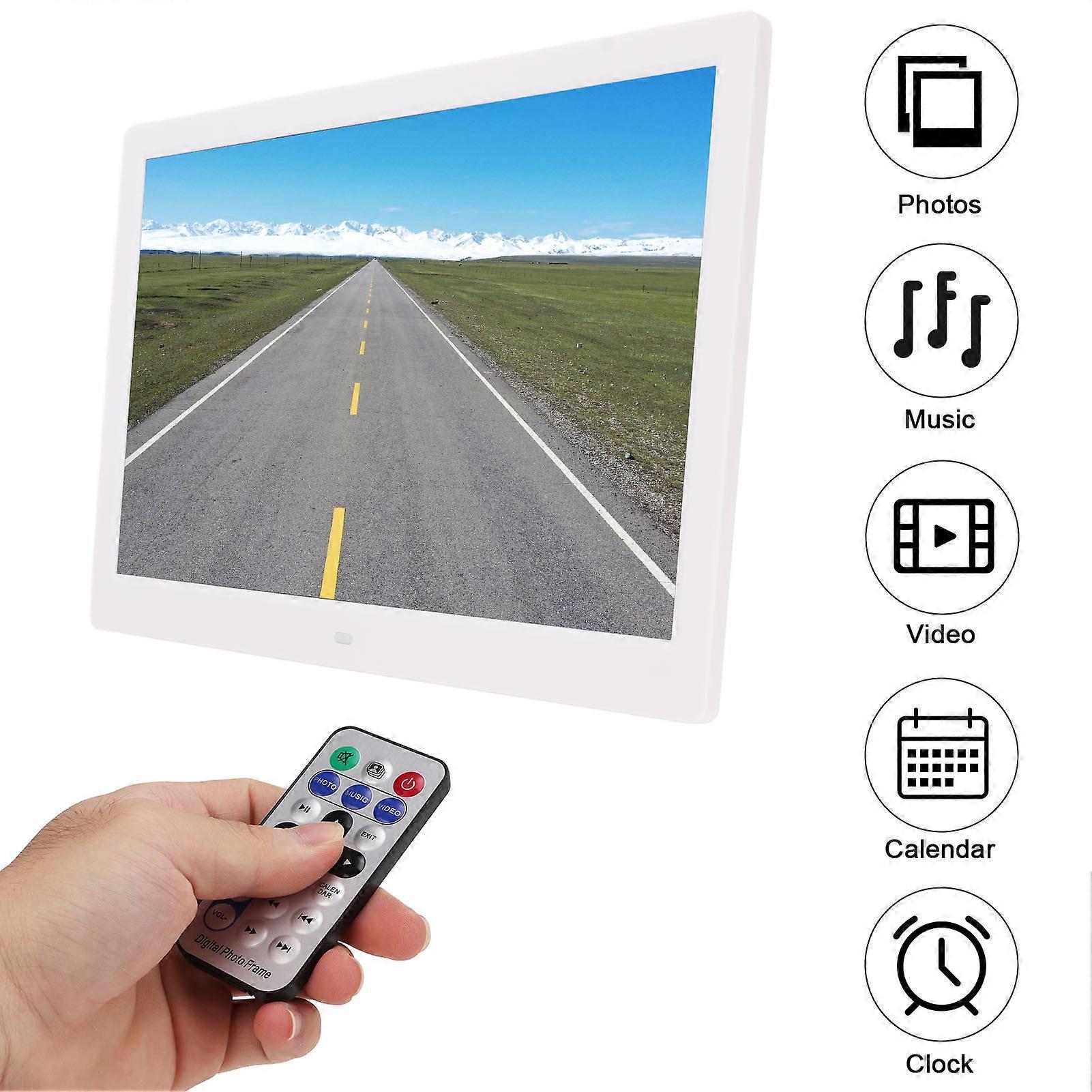 14in Digital Photo Frame White MP3 MPEG4 Clock Remote Control