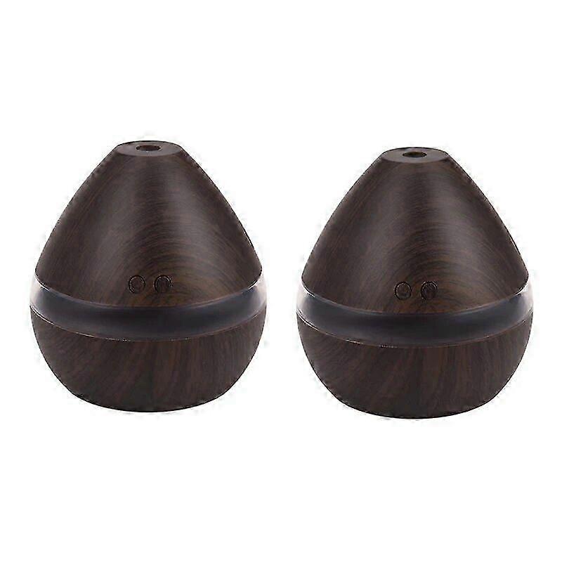 2X Aromatherapy Essential Oil Diffuser 300Ml Wood Grain Aroma Diffuser With Timer Cool Mist Humidifier Dark Wood