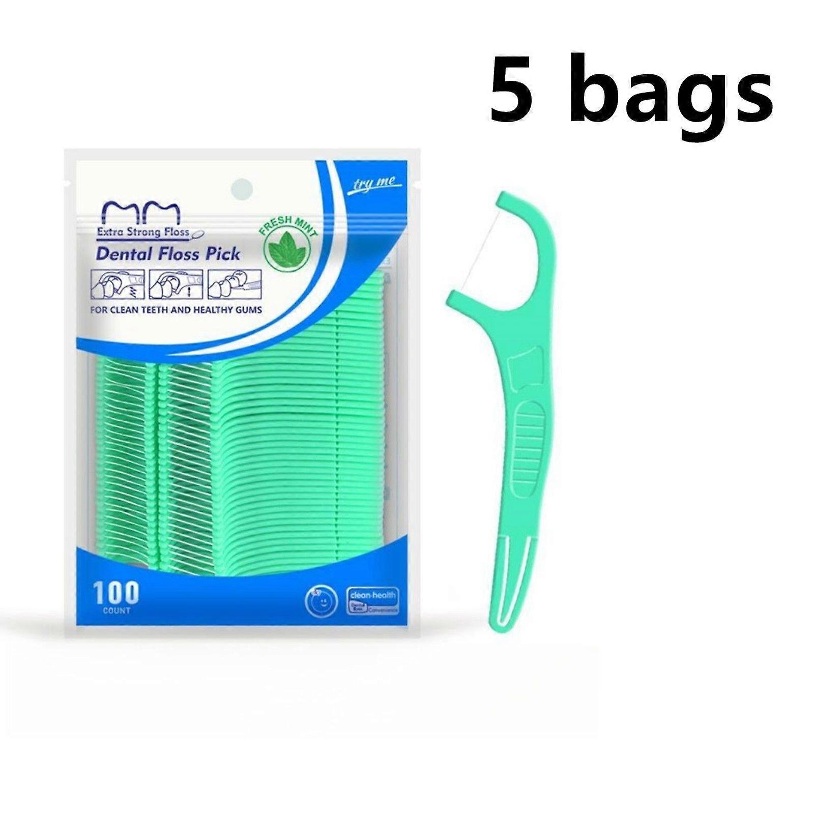Extra Strong Dental Floss Picks, 500 Count - Mint Flavored Flossers with Fold-Out Toothpick, Easy Grip Handle for Effective Cleaning, Fresh Breath & H