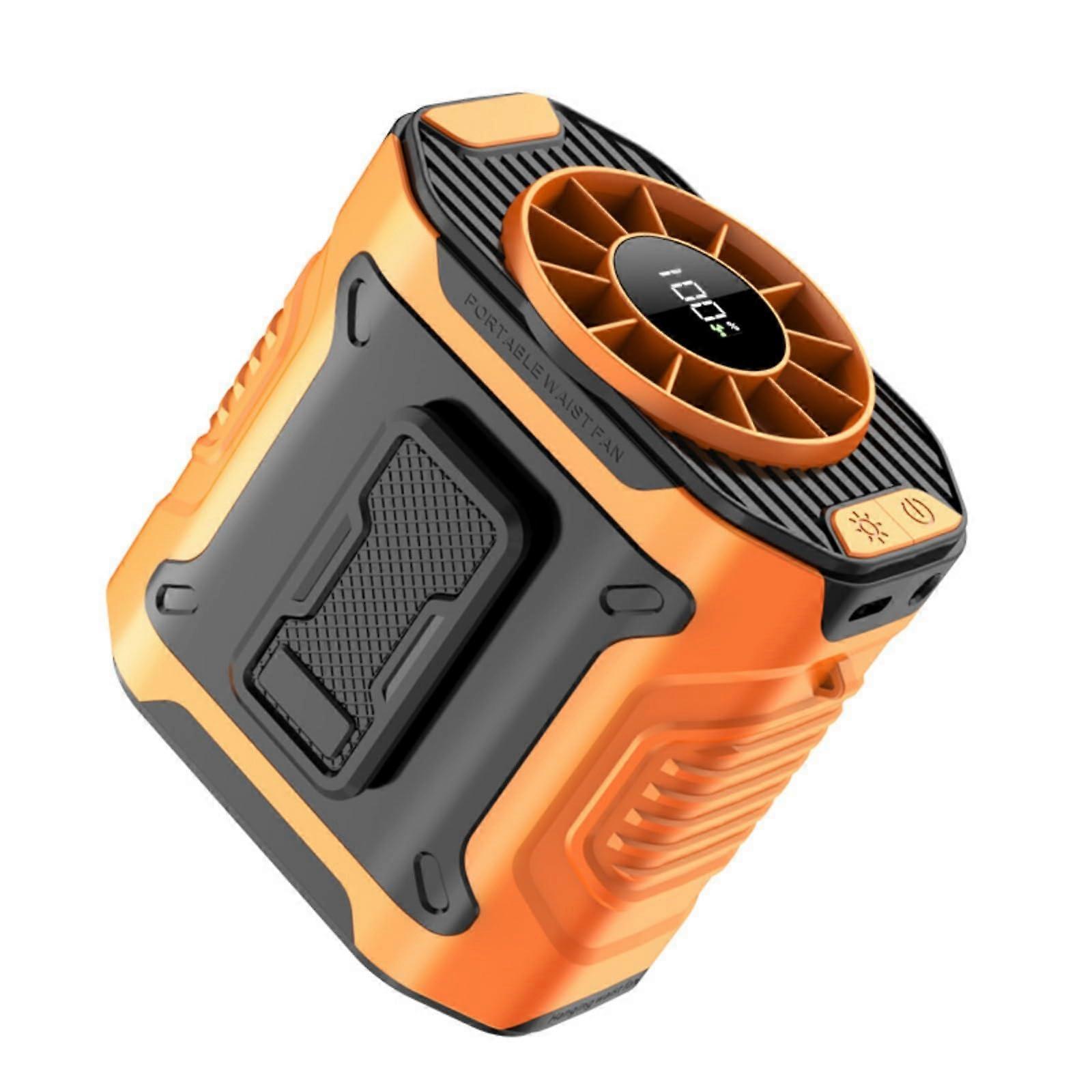 Portable Handsfree Waist Clip Fan With Rechargeable Battery And Built-In LED Light Outdoor Clip-On Desk Fan Lanyard