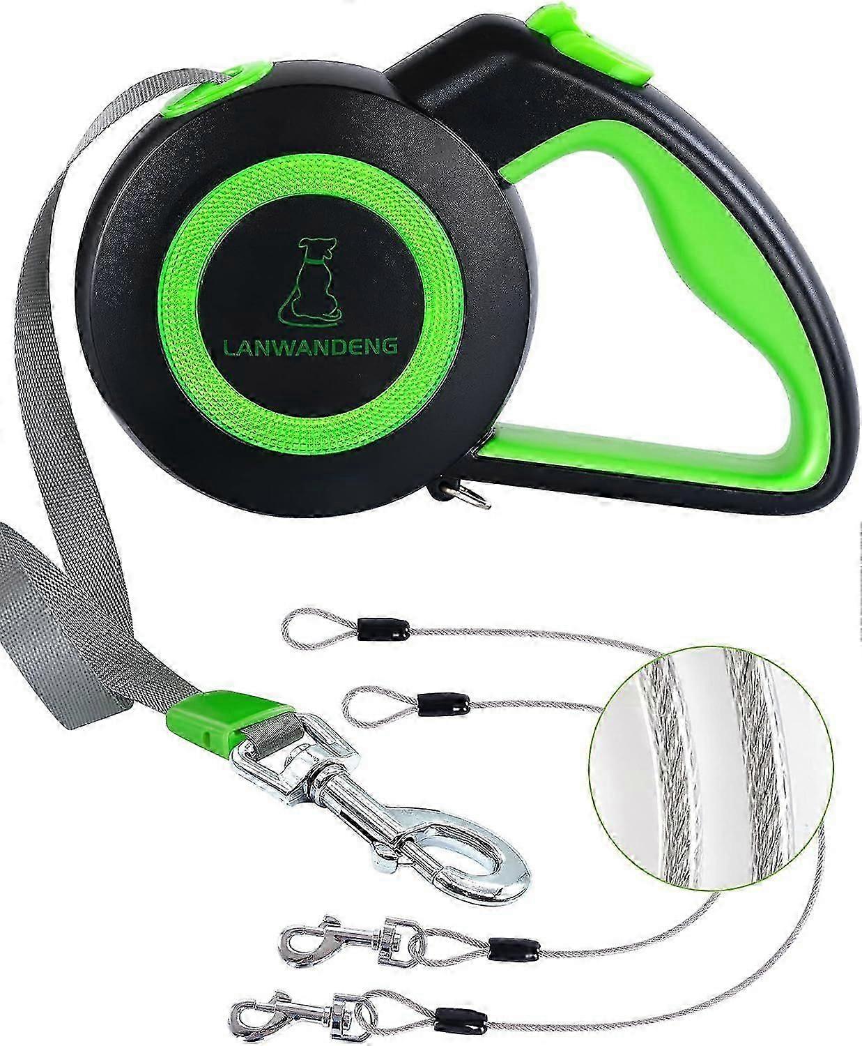 SDIGV Chew Proof Retractable Dog Leash with 2 Heavy Duty Anti-Chewing Wire Ropes, 16FT Leashes 360 Tangle Free for 2 Dogs, Dual Dog Lead for Small/Med