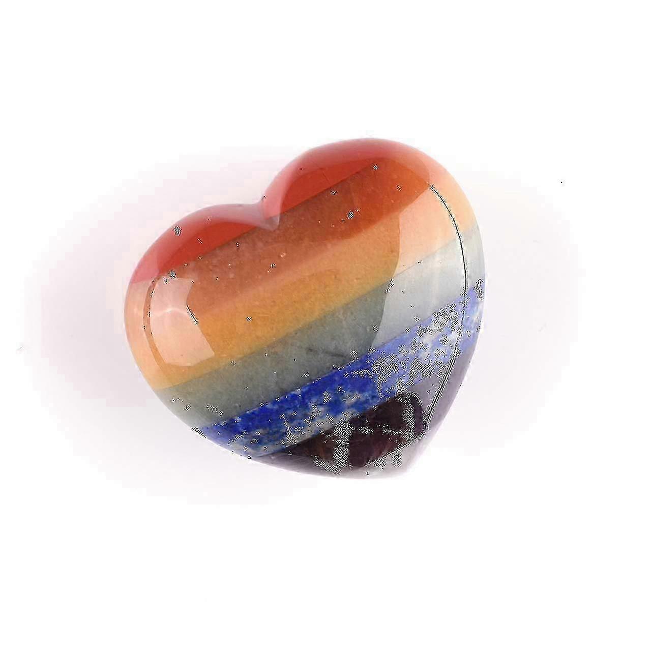7 Chakra Crystal Puff Heart Worry Stone Natural Healing Crystal Palm Worry Stone Suitable for Meditation and Home Decoration