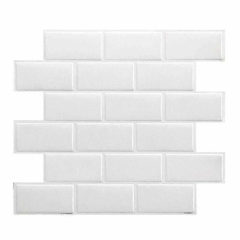 剥离和粘贴 3D 地铁墙砖，厨房和浴室的自粘白色瓷砖（5 张）