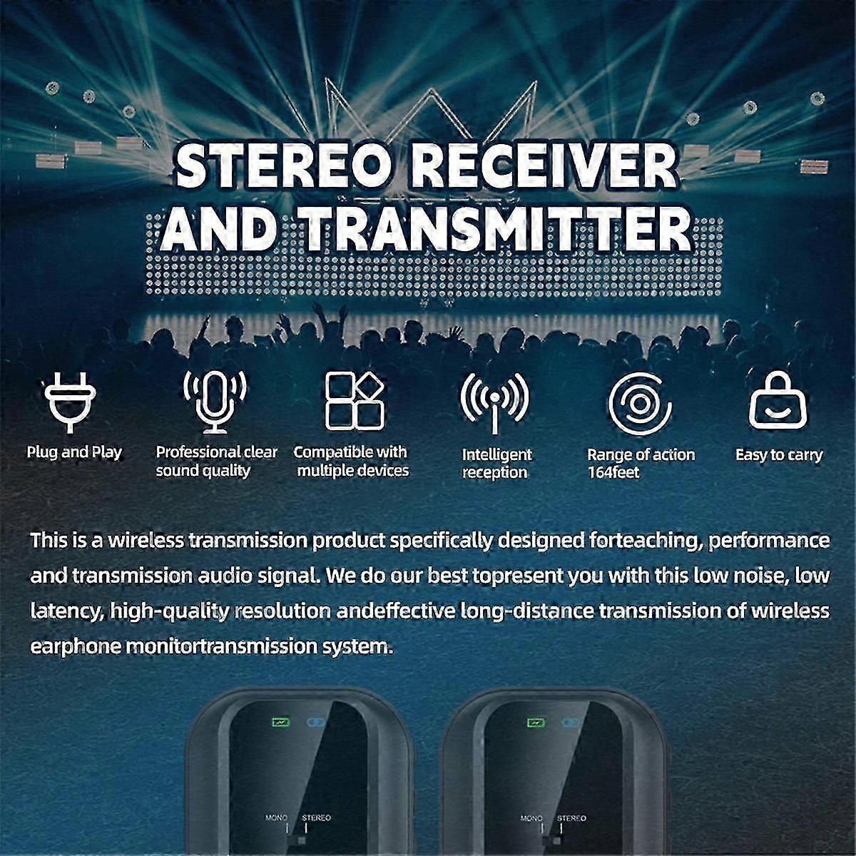 Système de monitoring d’écouteurs UHF sans fil avec émetteur et récepteur rechargeables pour le studio, les répétitions de groupe et les performances en direct