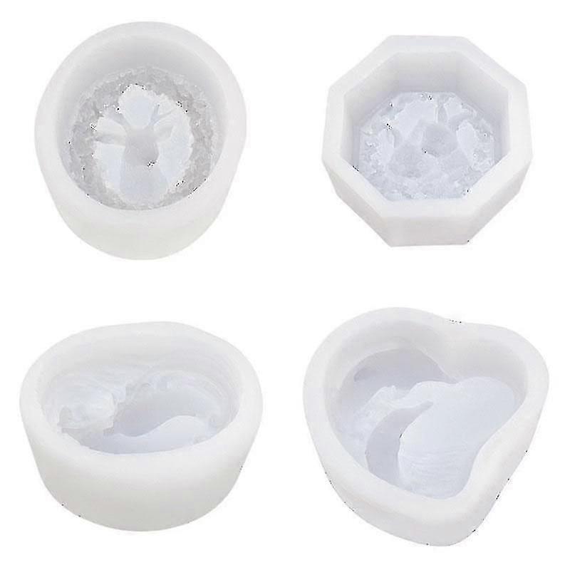 4 Prece 3d Dolphin Rabbit Elk Silicone Soap Mold HG