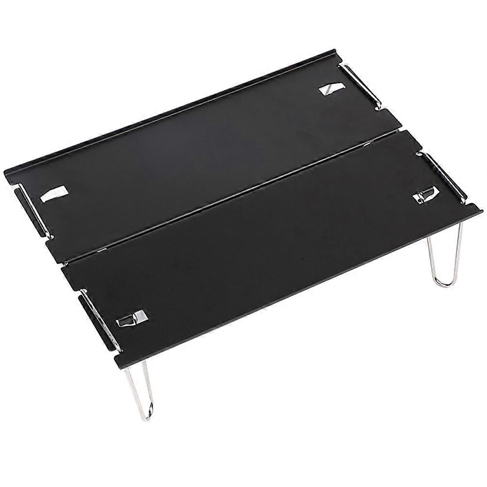 Portable Picnic Table Mini Assemble Camping Table for Hiking Black Aluminum Alloy Durable 1 Set