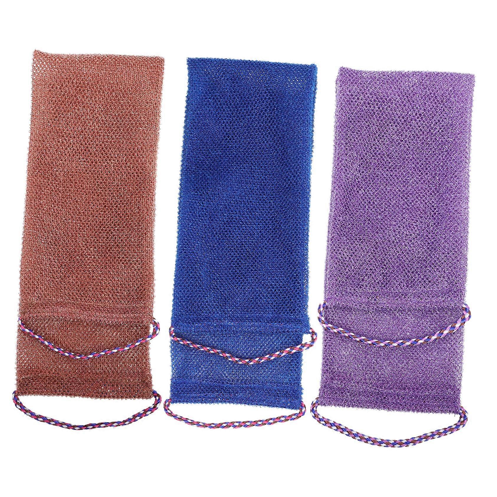 African Exfoliating Back Scrubber Towels Set of 3 for Deep Skin Cleansing Durable Shower Towels in Assorted Colors