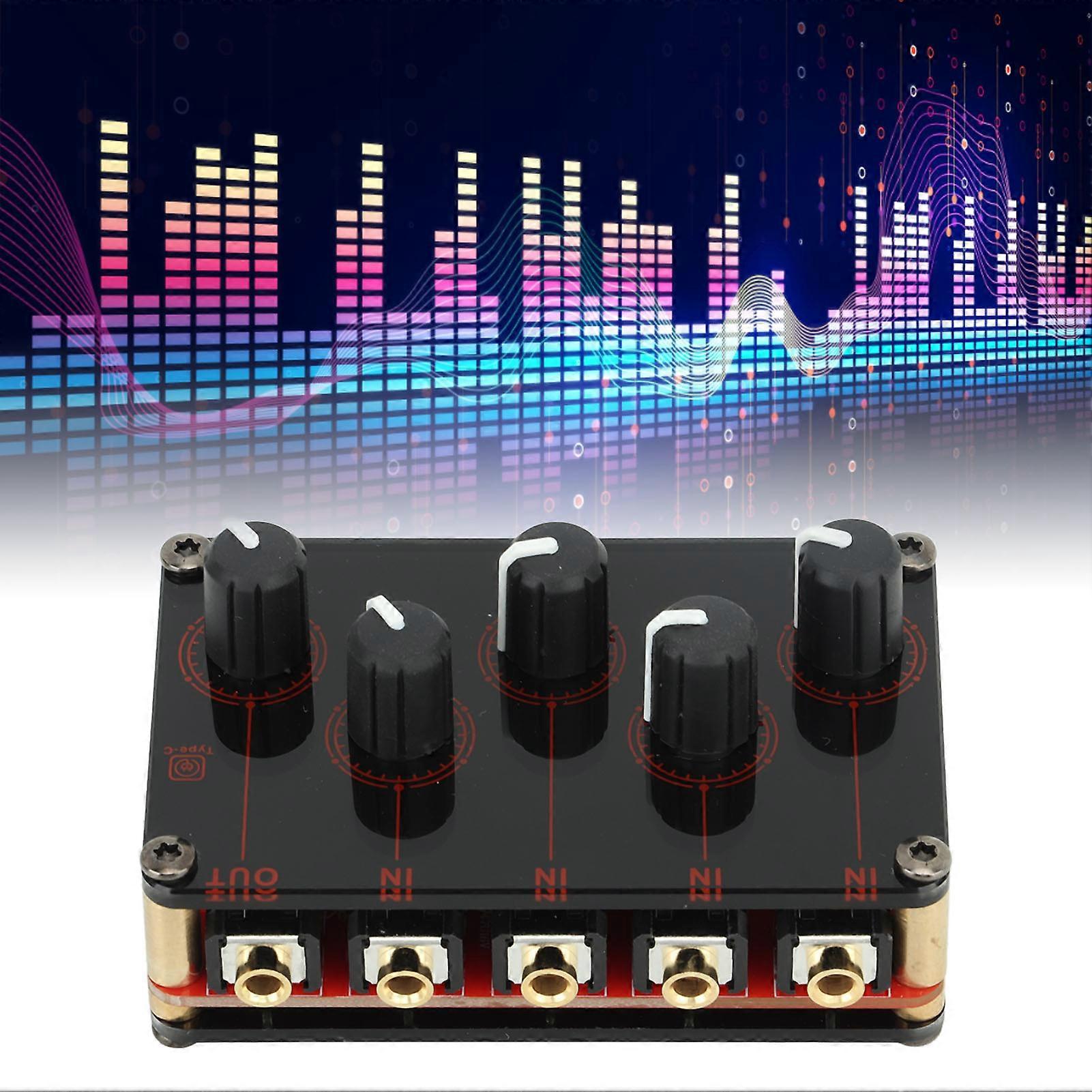 4 Input 1 Output Mini Audio Mixer Metal Passive Power Circuit US Plug