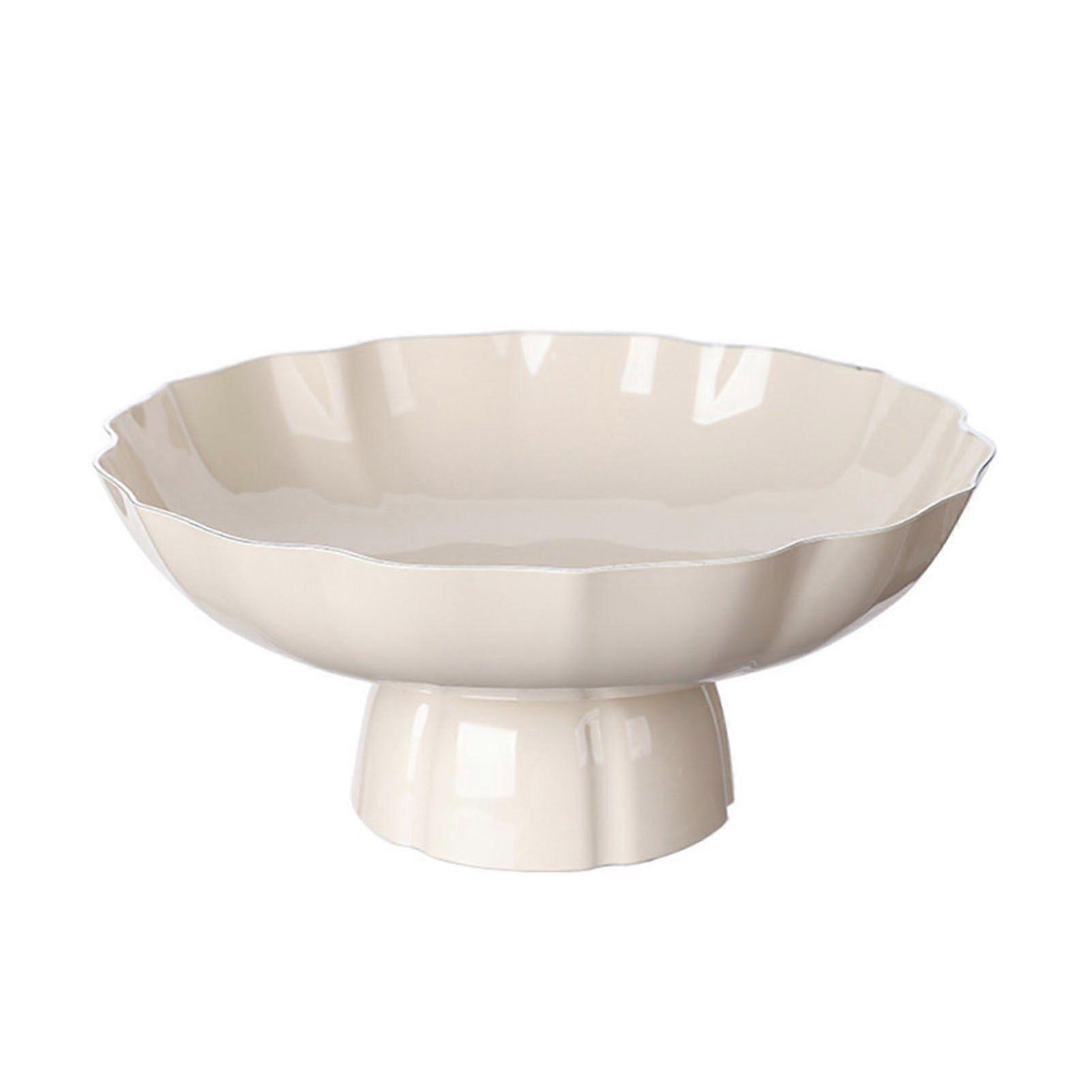 Obstteller-Display, versilbert, erhöhtes Design, große Kapazität, Servierplatte für Süßigkeiten für das Wohnzimmer, cremefarben