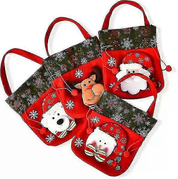 Christmas gift bags, 4 pcs, zipper design with multiple patterns and durable