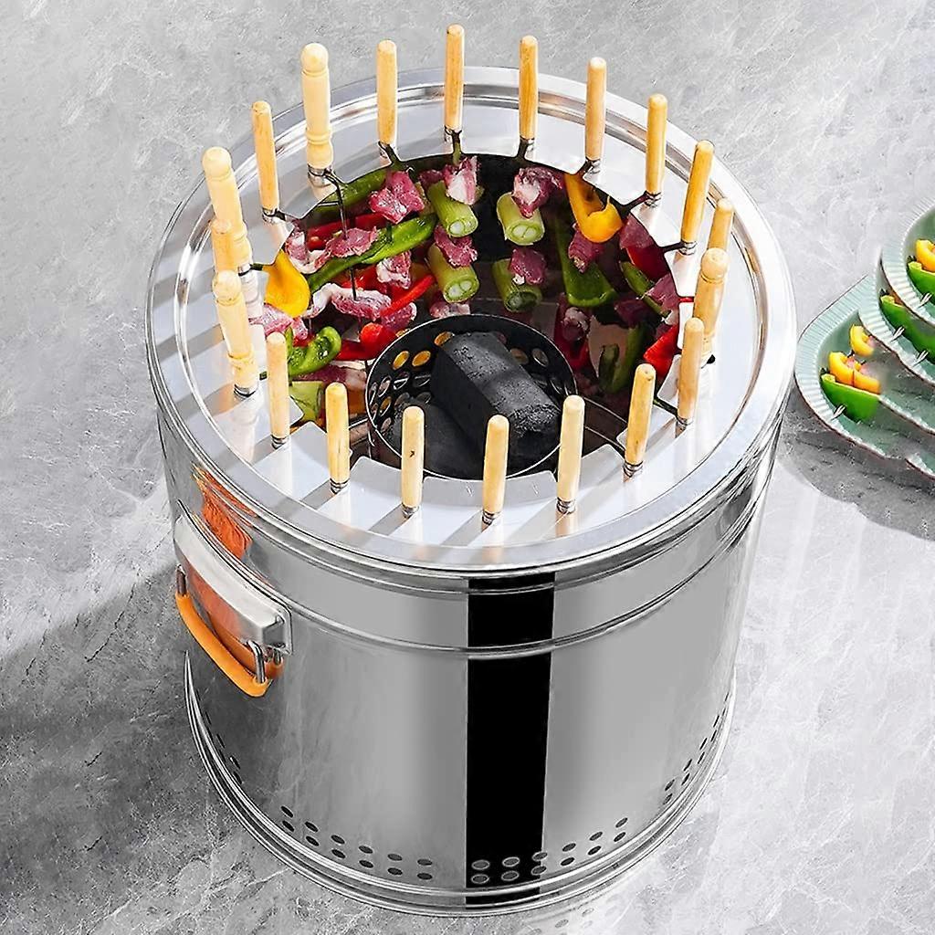 Smokeless Grill With NonStick Grill Plate And Grill Net Outdoor Indoor Portable Grill For Meat Skewers And Vegetables