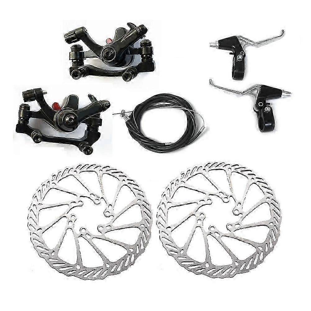 Mechanical Bicycle Disc Brake Set, Front & Rear Calipers with Levers