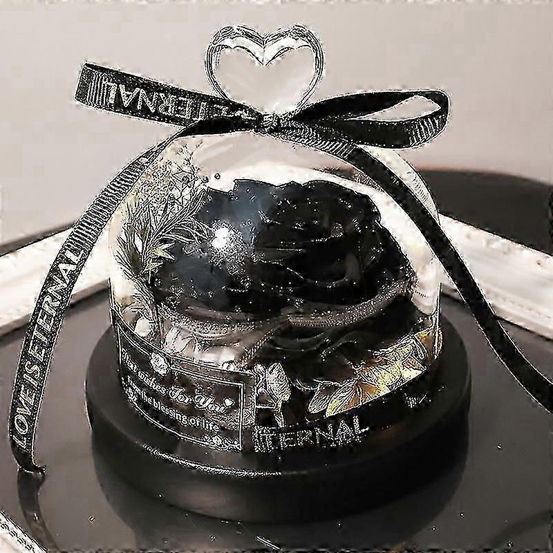 هدايا الورد الأبدي لها ، الورود المحفوظة في قبة زجاجية ، وردة سوداء للأبد مع ضوء LED ، هدايا عيد ميلاد رومانسية