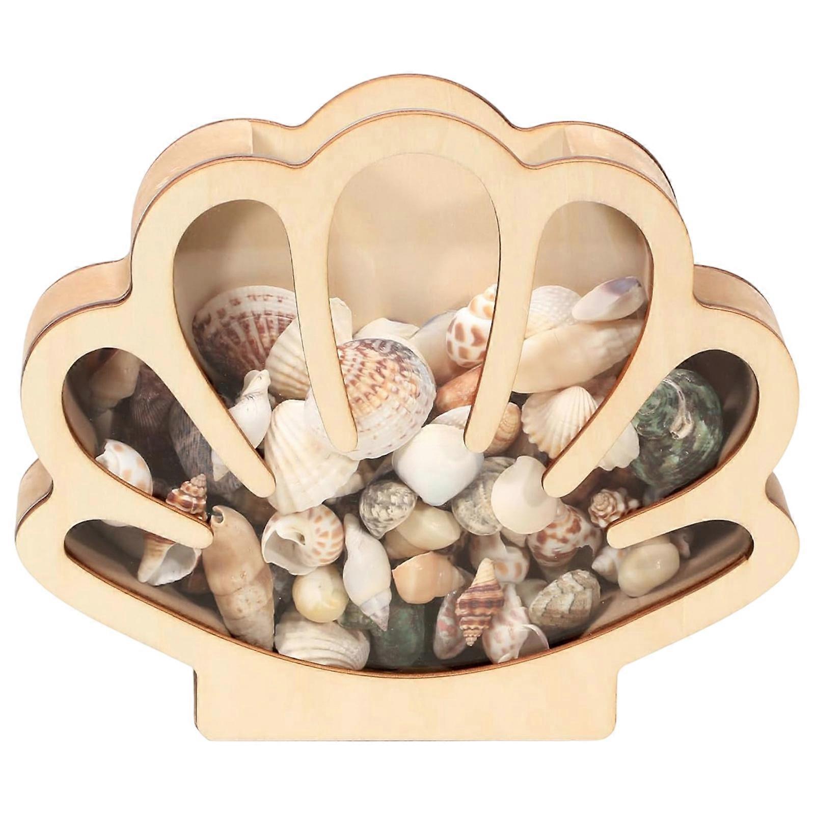 Natural Wood Shell Shapeds Organizers Smooth Finisheds Design For Key Coin And Party Favors Storage  Wooden