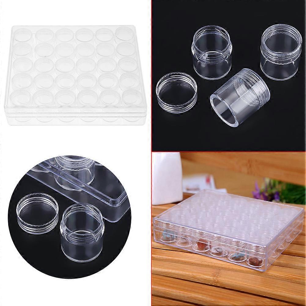 30 pcs Clear Plastic Bead Storage Jars with Transparent Box