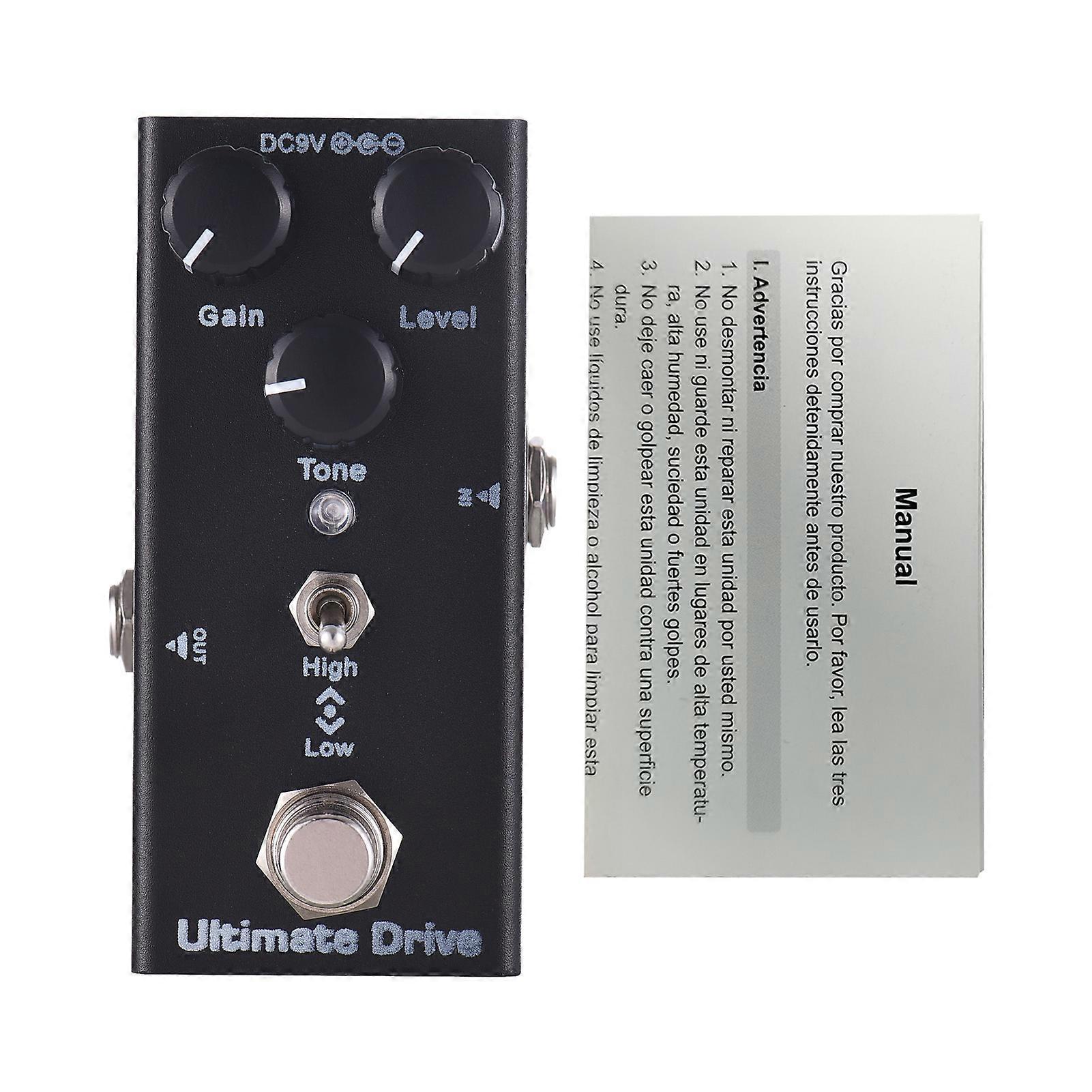 Ultimate Drive Guitar Effects Pedal with Gain Level Tone Controls 6.35mm Input Output True Bypass DC 9V Electric Guitar Effector