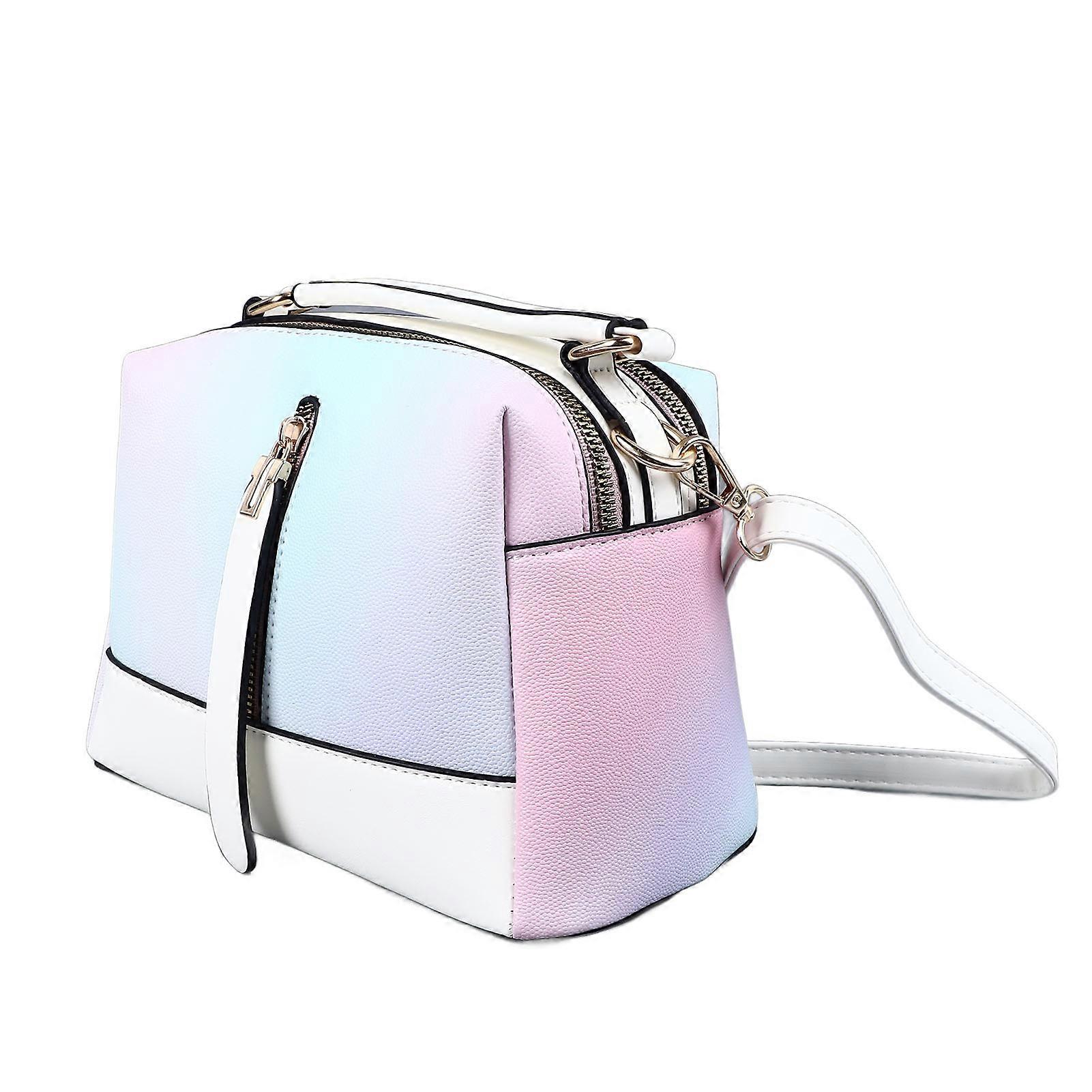 Women PU Leather Shoulder Bag Large Capacity White Adjustable Strap