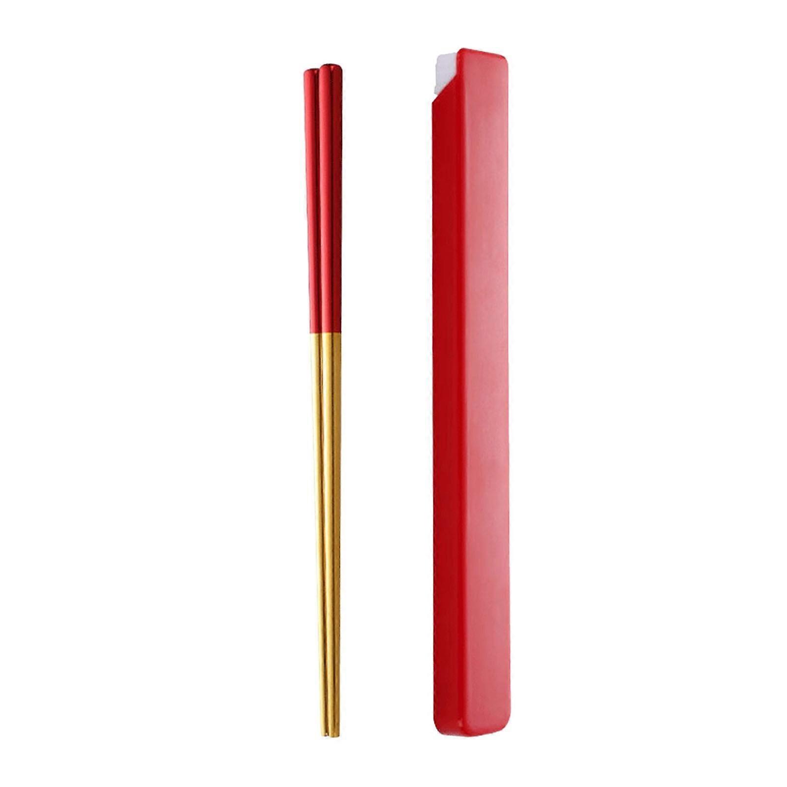Household 304 Creative Net Red Stainless Steel Square Chopsticks Student Travel Creative Portable Single And Double Chopsticks Box